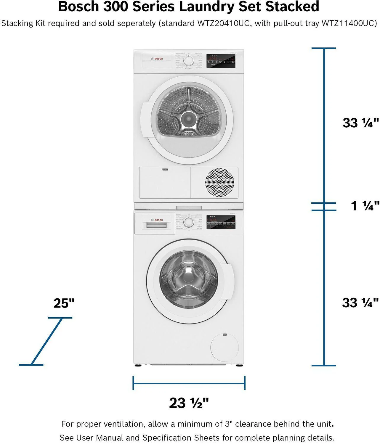 Bosch WTG86403UC 300 Series Compact Condensation Dryer - Image 3