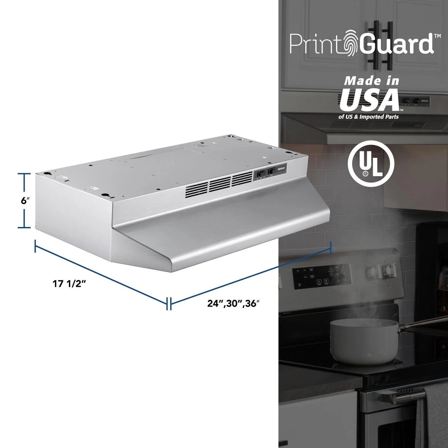 4124SF Broan® 24-Inch Ductless Under-Cabinet Range Hood, Stainless Finish - Image 5
