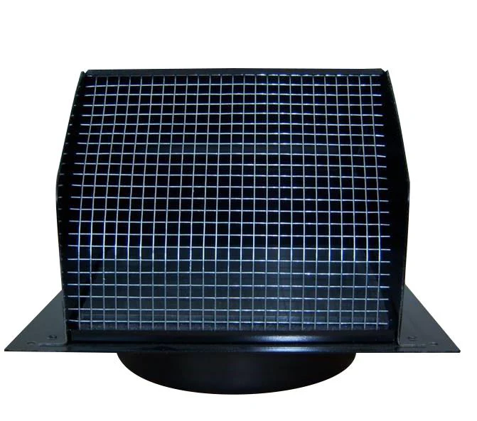 843BL Broan-NuTone® Steel Wall Cap for 6" Round Duct with Backdraft Damper and Bird Screen, Black - Image 2