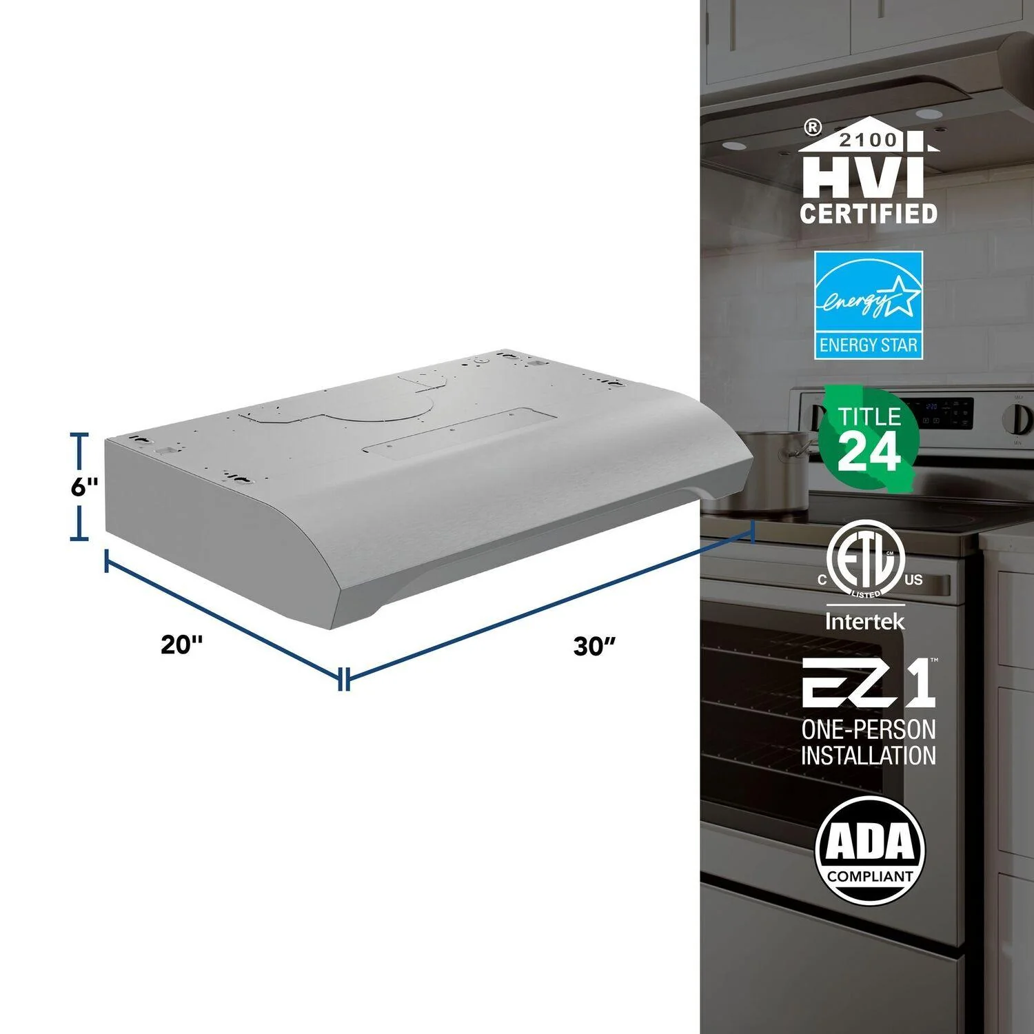 Broan ALT1303SS Alta 30-Inch 350 MAX Blower CFM 1.5 Sones Stainless Steel Range Hood - Image 6