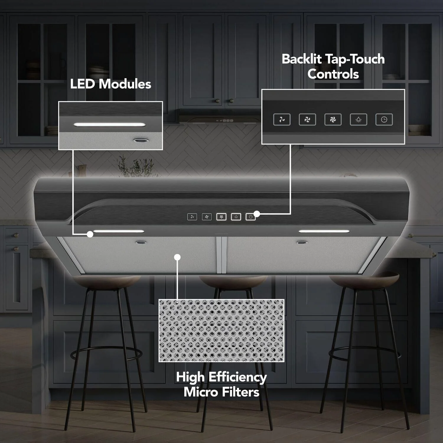 Broan ALT2303BLS Alta 30-Inch 350 MAX Blower CFM 1.5 Sones Black Stainless Range Hood - Image 2