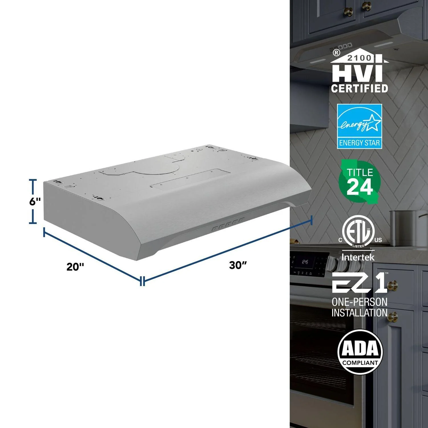 Broan ALT2303SS Alta 30-Inch 350 MAX Blower CFM 1.5 Sones Stainless Steel Range Hood - Image 6