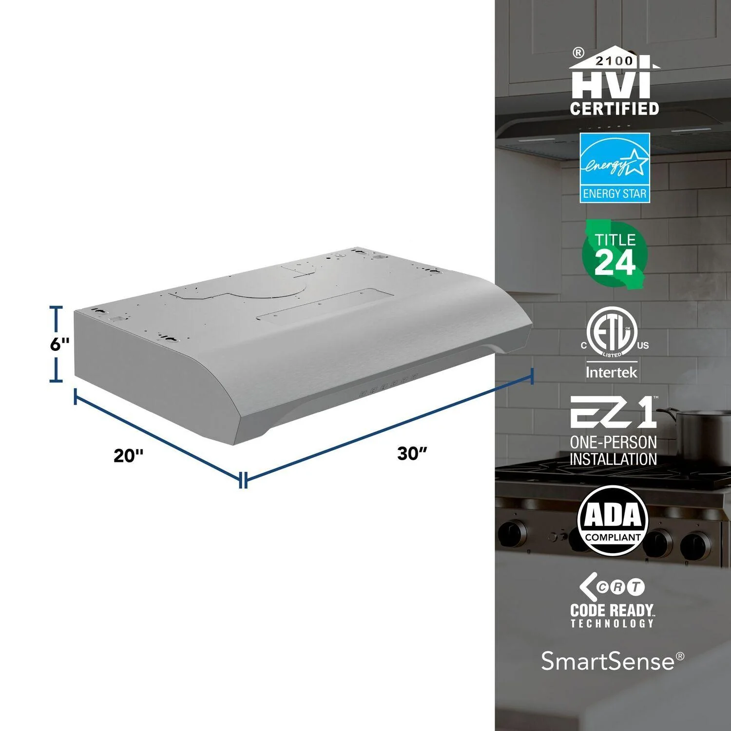 Broan ALT3304SS Alta 30-Inch 490 MAX Blower CFM 1.1 Sones Stainless Steel Range Hood - Image 6