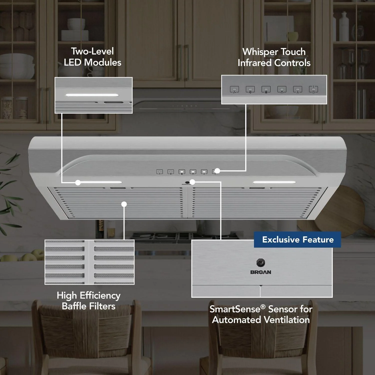 Broan ALT4306SS Alta 30-Inch 640 MAX Blower CFM 0.8 Sones Stainless Steel Range Hood - Image 4