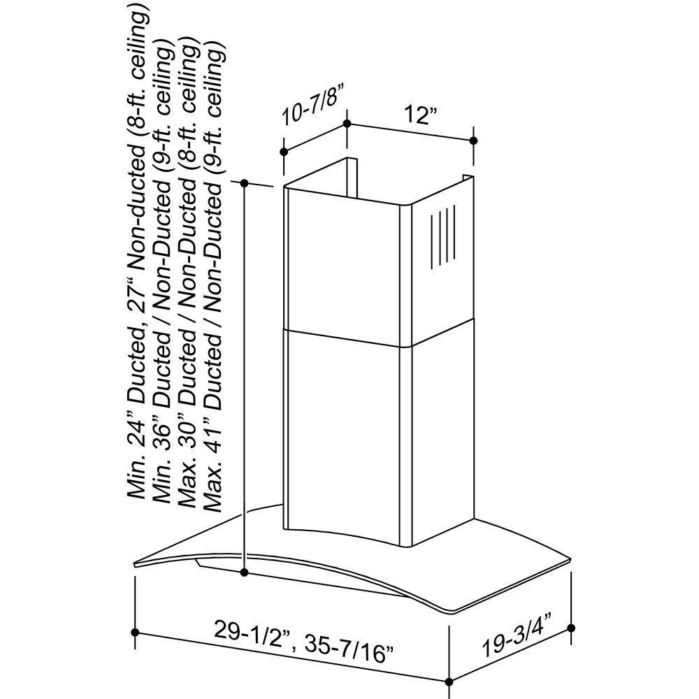 Broan® 30-Inch Arched Glass Wall Mount Chimney Range Hood w/ Light, Stainless Steel - Image 5