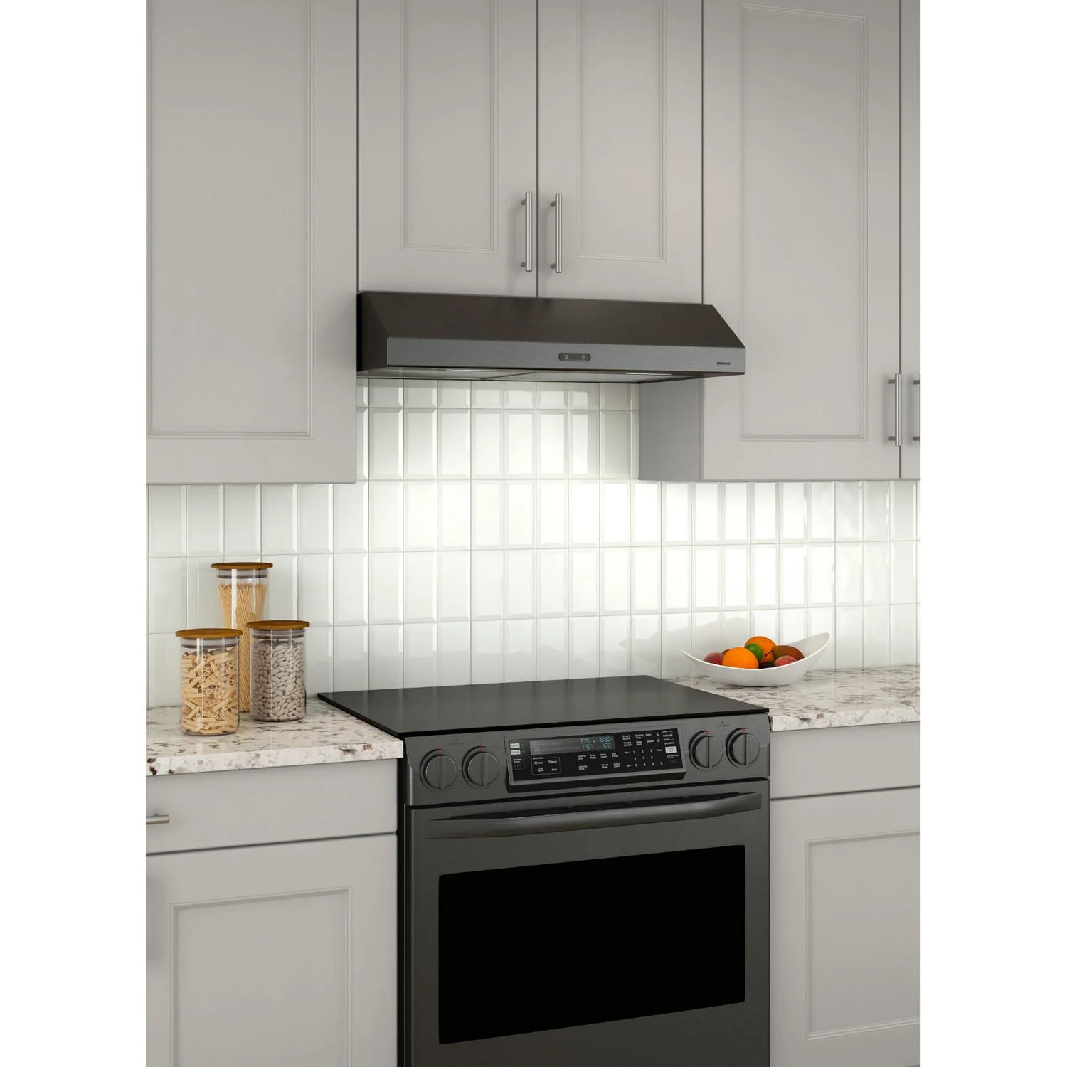 Broan® Glacier 36-Inch Convertible Under-Cabinet Range Hood, 375 Max Blower CFM, Black Stainless Steel - Image 2