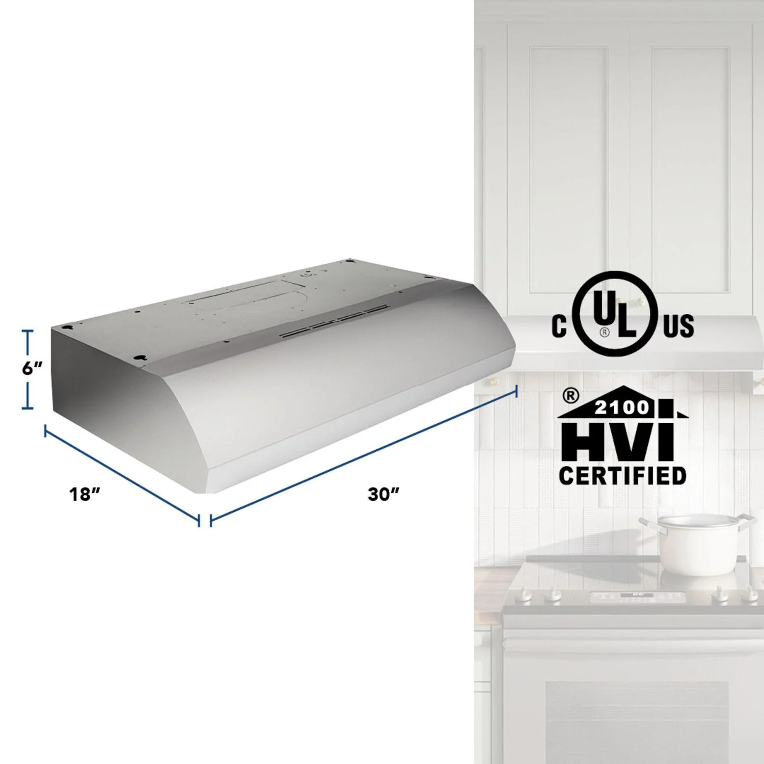 BXT130SS Broan® 30-Inch 4-Way Convertible Under-Cabinet Range Hood, 270 Max CFM, Stainless Steel - Image 3