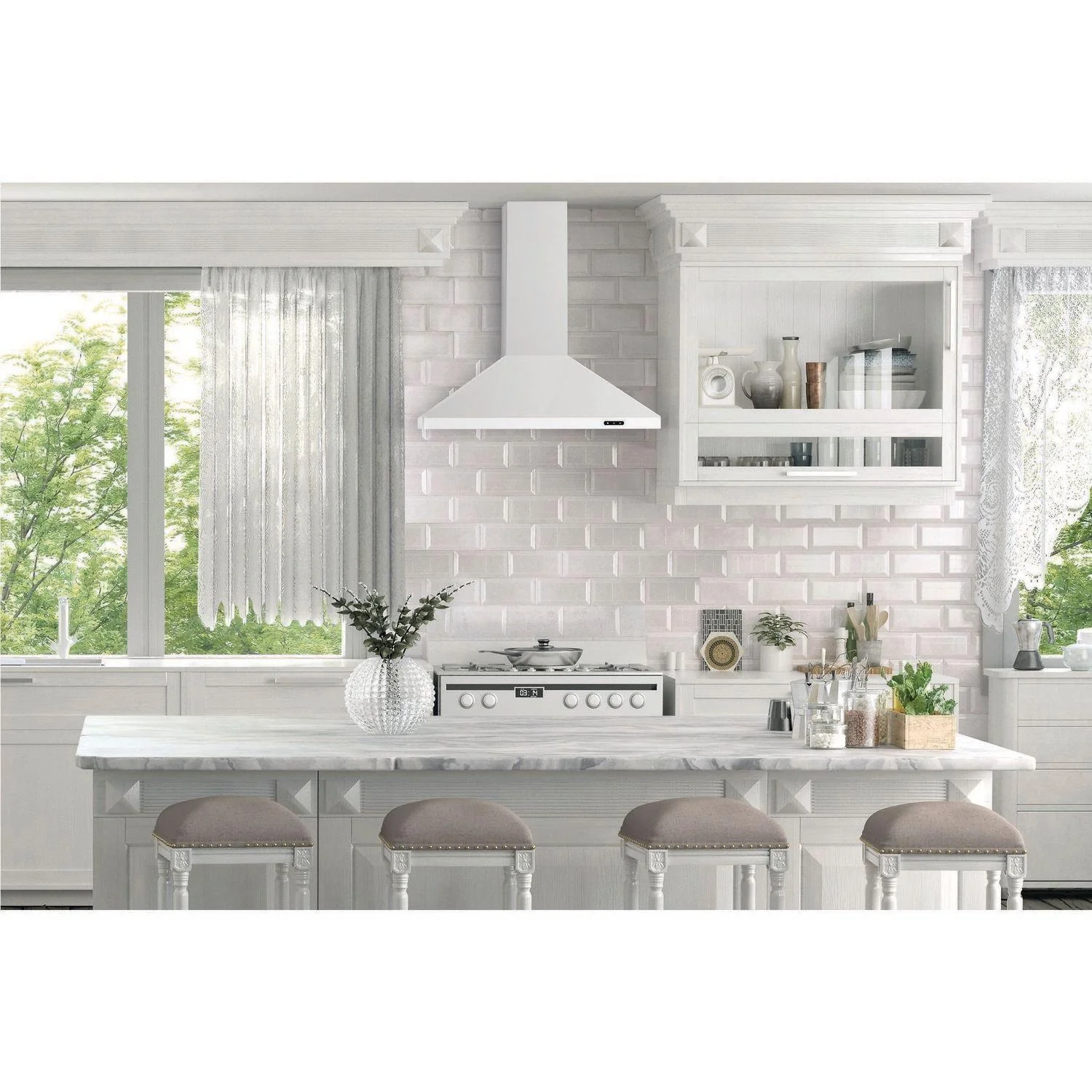 BROAN Broan(R) Elite EW48 Series 30-Inch Pyramidal Chimney Range Hood, 460 Max Blower CFM, White - Image 2