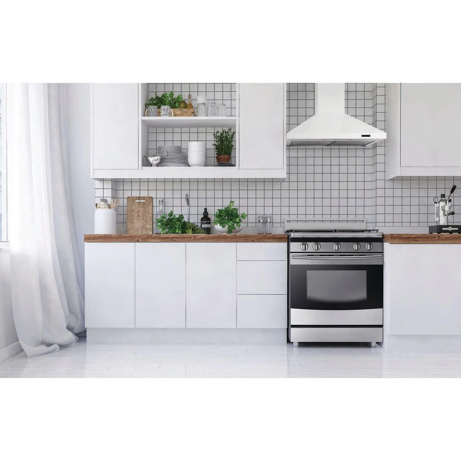 BROAN Broan(R) Elite EW48 Series 30-Inch Pyramidal Chimney Range Hood, 460 Max Blower CFM, White - Image 3