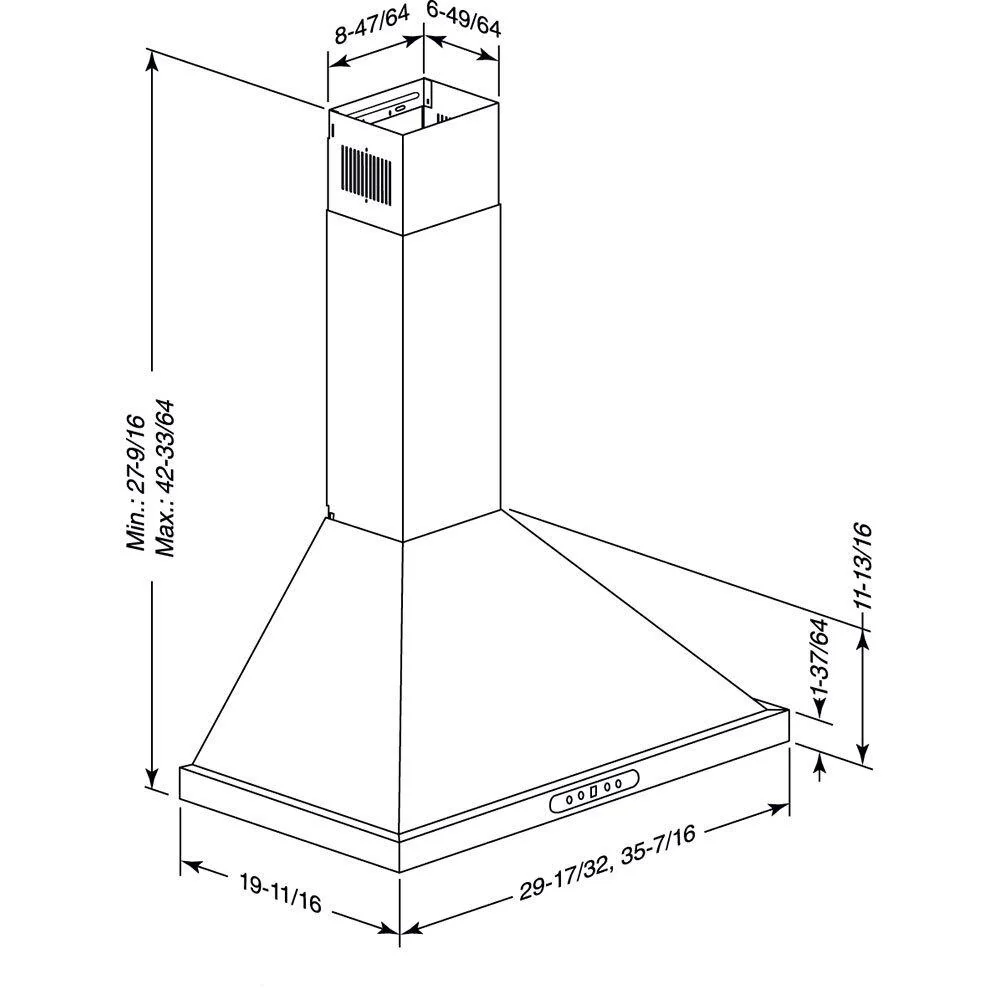 EWP1306SS Broan® Elite 30-Inch Pyramidal Chimney Range Hood, 640 Max Blower CFM, Stainless Steel - Image 6