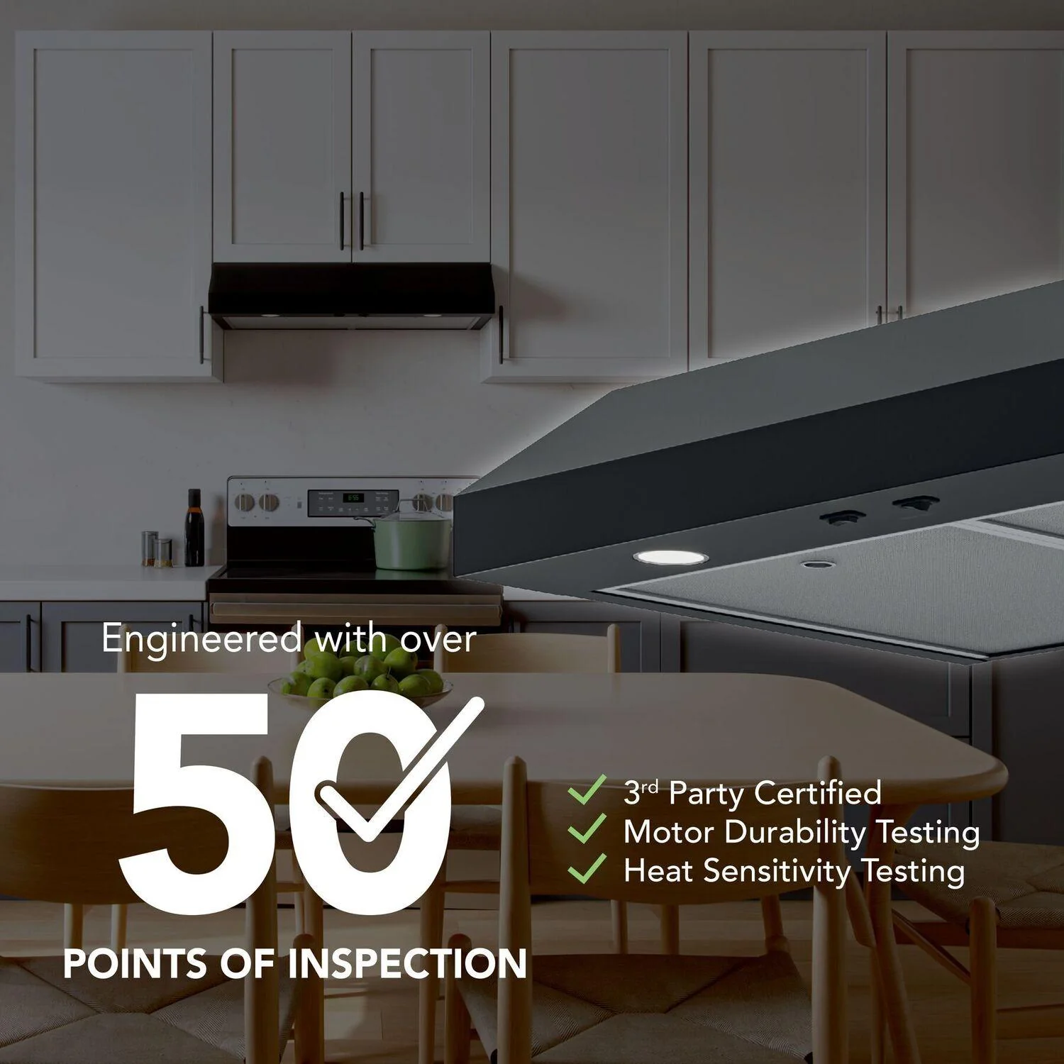Broan GLA1363BL Glacier 36-Inch 350 MAX Blower CFM 1.5 Sones Black Range Hood - Image 5