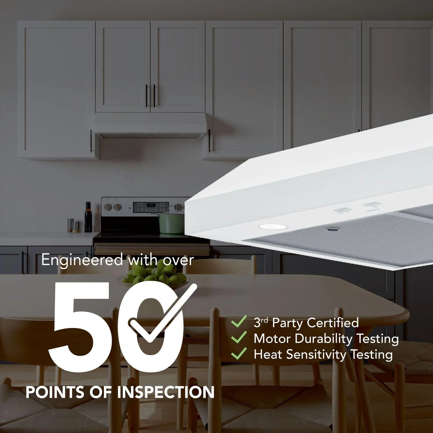Broan GLA1423WW Glacier 42-Inch 350 MAX Blower CFM 1.5 Sones White Range Hood - Image 10