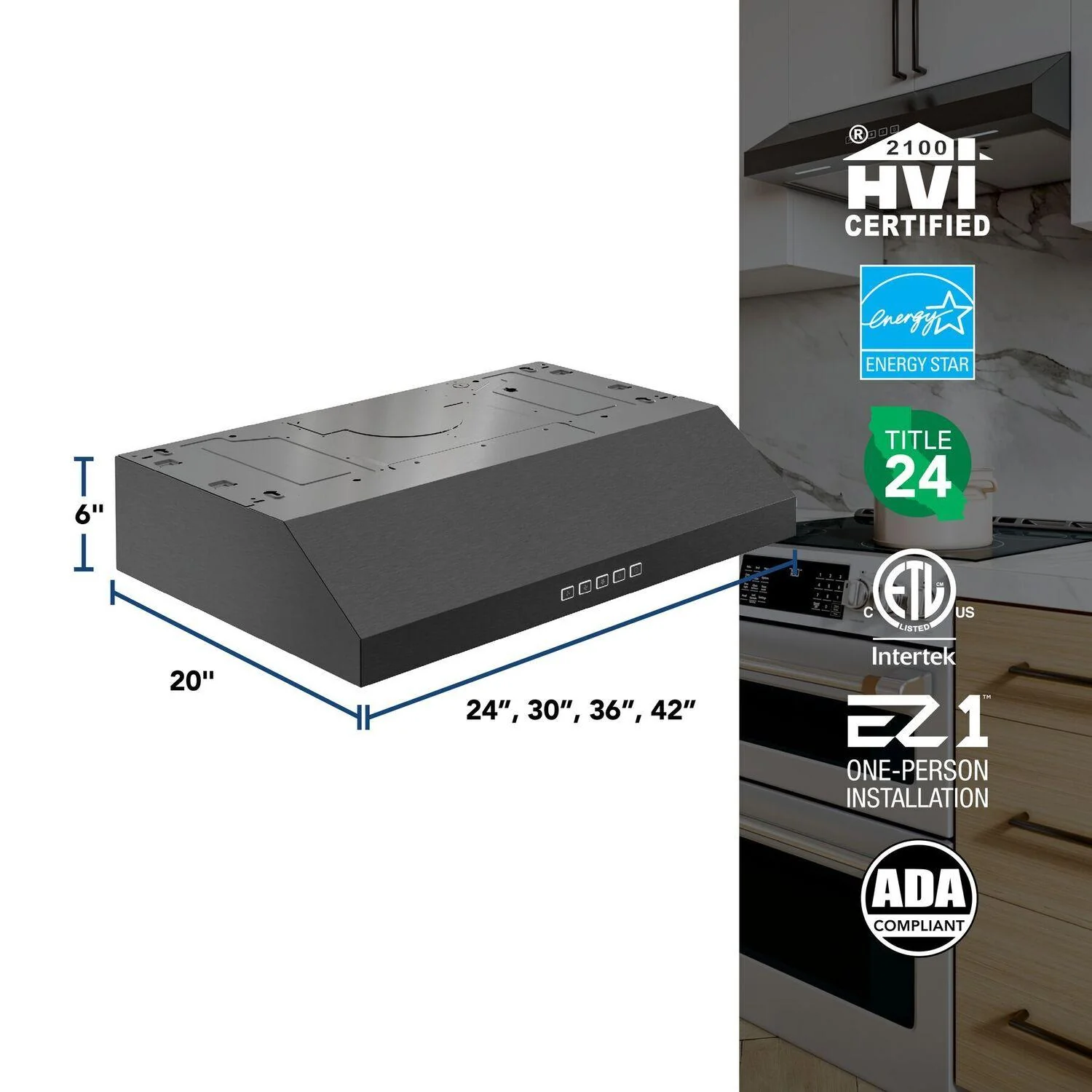 GLA2303BLS Broan-NuTone 30-Inch Under Cabinet Range Hood, ENERGY STAR, 350 Max Blower CFM, Black Stainless Steel - Image 12