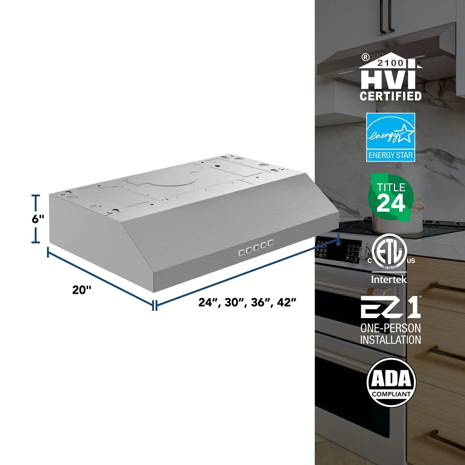 GLA2303SS Broan-NuTone 30-Inch Under Cabinet Range Hood, ENERGY STAR, 350 Max Blower CFM, Stainless Steel - Image 11