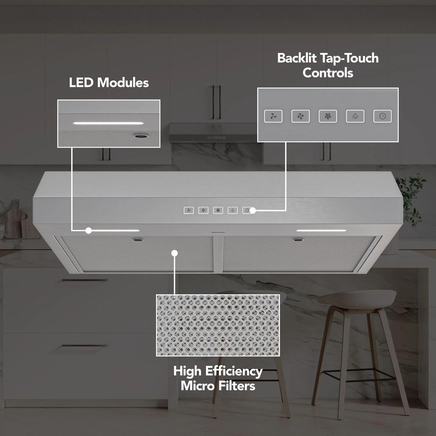 GLA2303SS Broan-NuTone 30-Inch Under Cabinet Range Hood, ENERGY STAR, 350 Max Blower CFM, Stainless Steel - Image 3