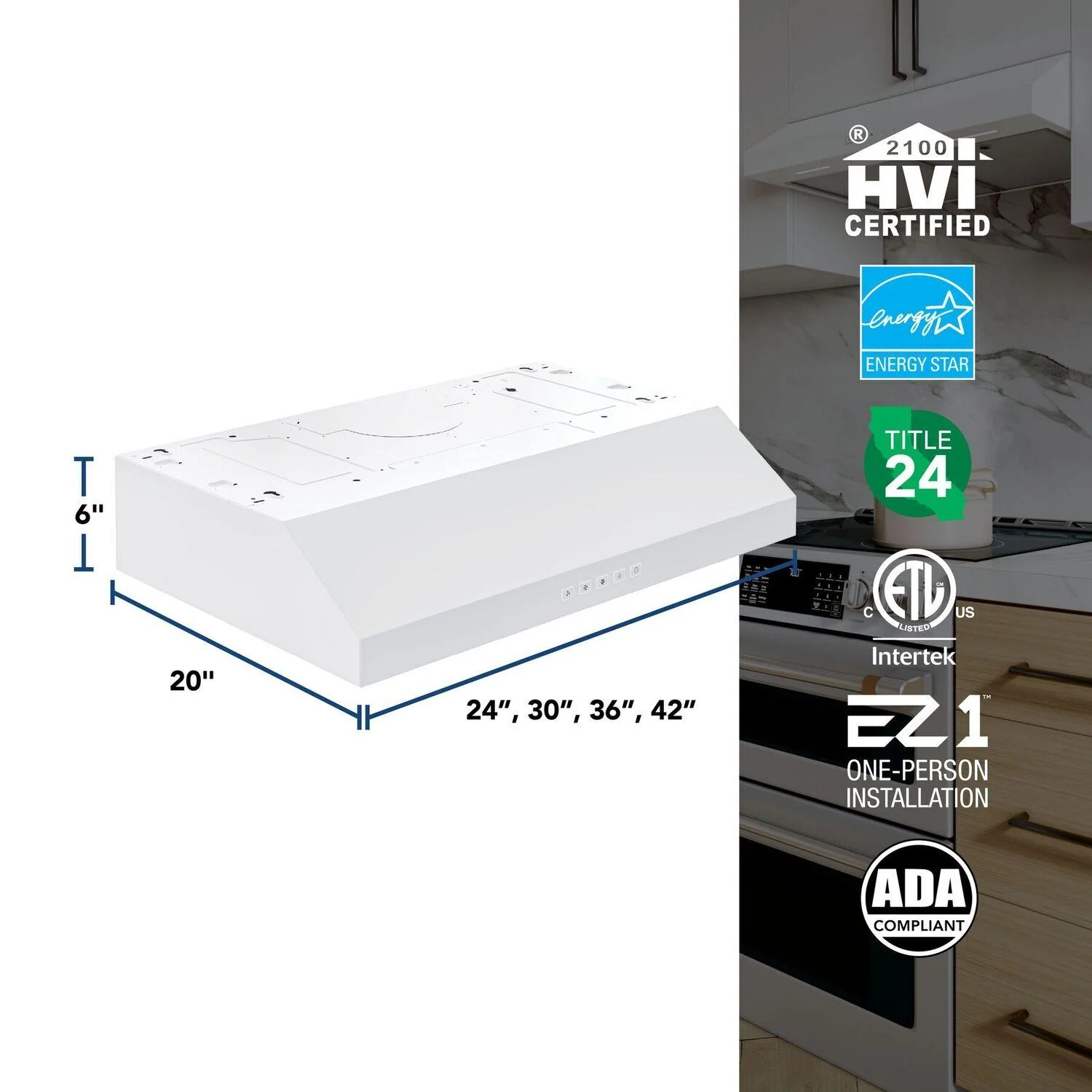 GLA2303WW Broan-NuTone 30-Inch Under Cabinet Range Hood, ENERGY STAR, 350 Max Blower CFM, White - Image 12