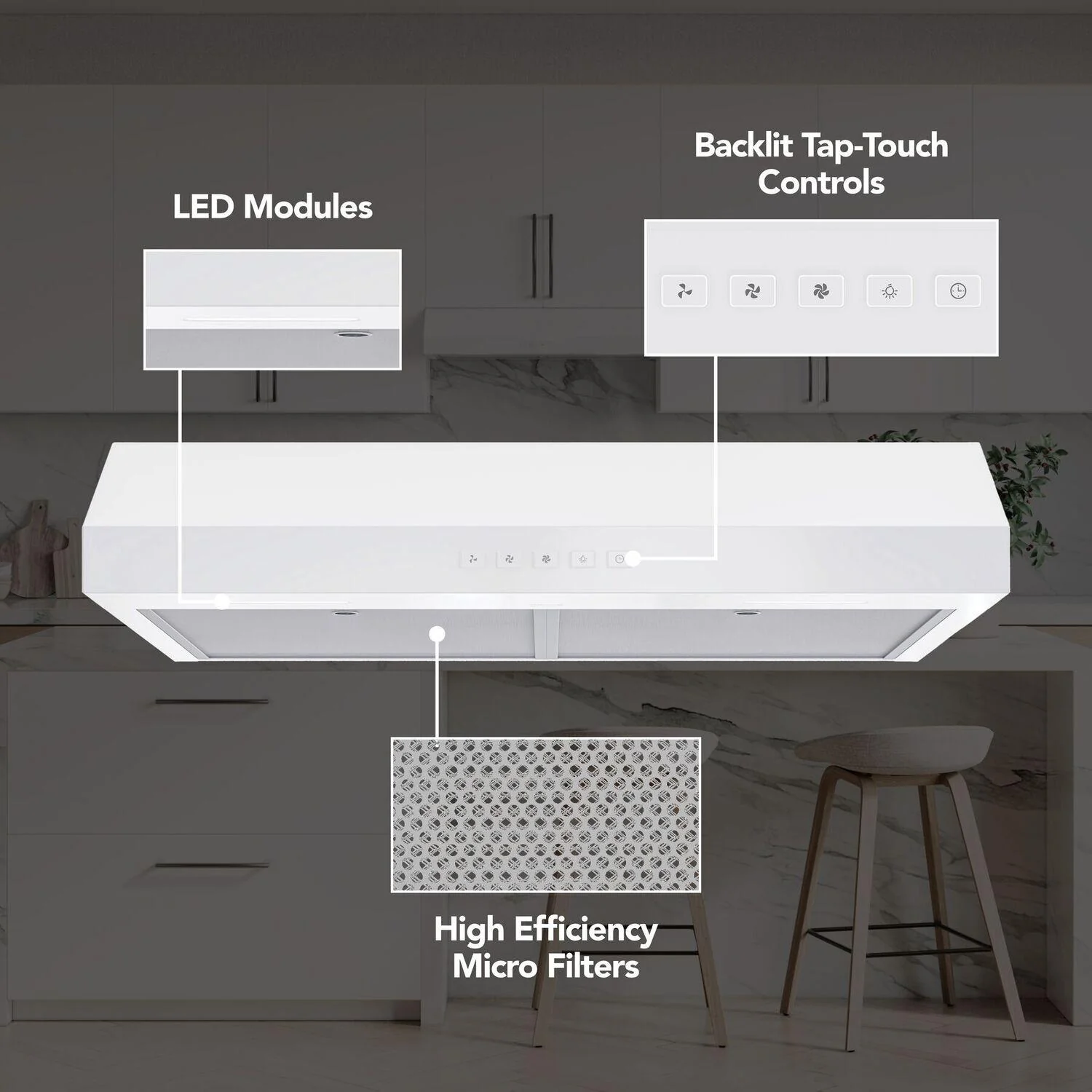 GLA2303WW Broan-NuTone 30-Inch Under Cabinet Range Hood, ENERGY STAR, 350 Max Blower CFM, White - Image 3