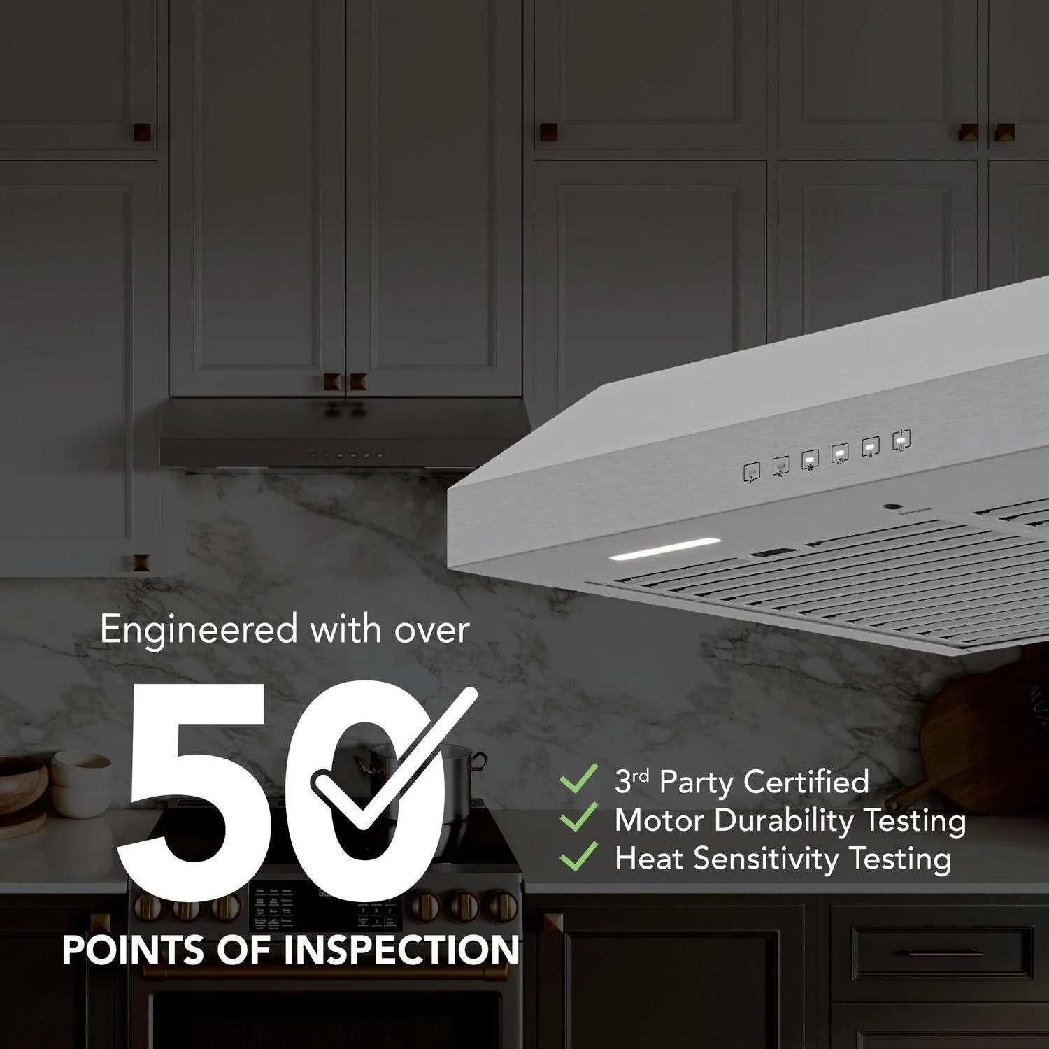 Broan GLA3304SS Glacier 30-Inch 490 MAX Blower CFM 1.1 Sones Stainless Range Hood - Image 5