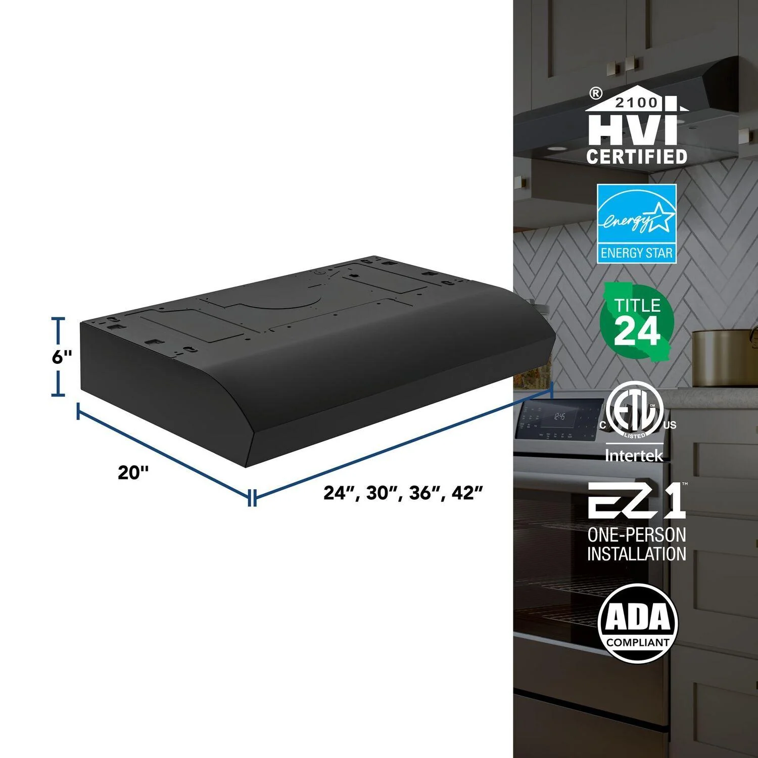 MTR1303BL Broan-NuTone 30-Inch Under Cabinet Range Hood, ENERGY STAR, 350 Max Blower CFM, Black - Image 6