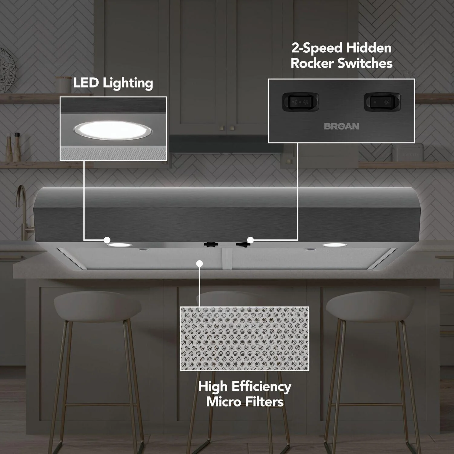 MTR1303BLS Broan-NuTone 30-Inch Under Cabinet Range Hood, ENERGY STAR, 350 Max Blower CFM, Black Stainless Steel - Image 2