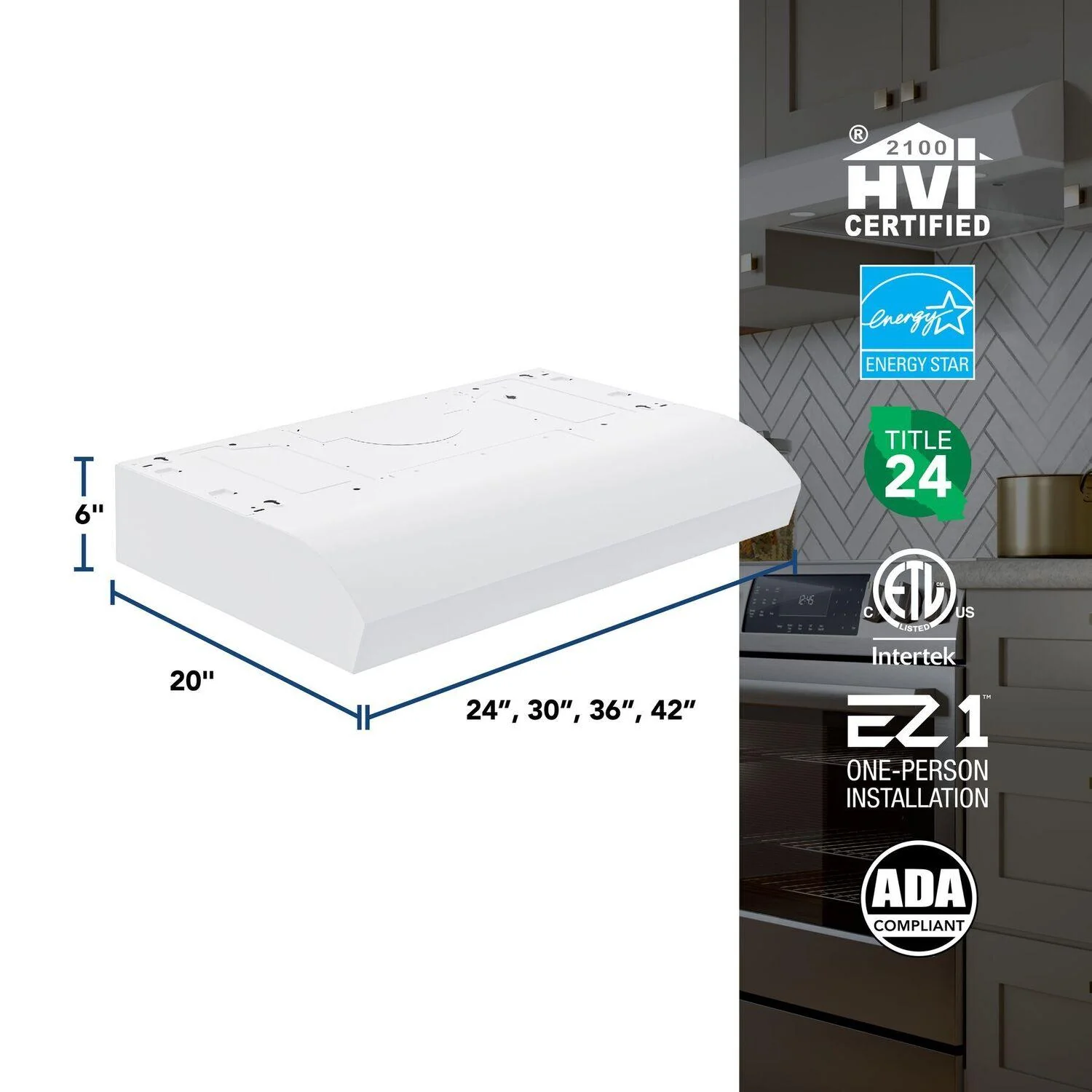 MTR1303WW Broan-NuTone 30-Inch Under Cabinet Range Hood, ENERGY STAR, 350 Max Blower CFM, White - Image 6