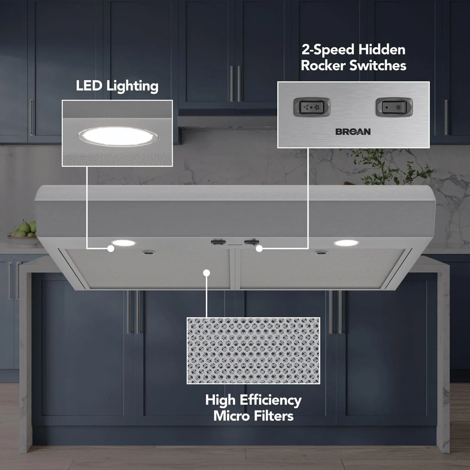 Broan MTR1363SS Mantra 36-Inch 350 MAX Blower CFM 1.5 Sones Stainless Steel Range Hood - Image 2