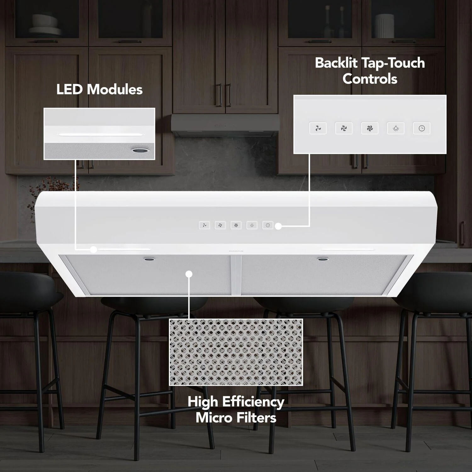 MTR2303WW Broan-NuTone 30-Inch Under Cabinet Range Hood, ENERGY STAR, 350 Max Blower CFM, White - Image 2
