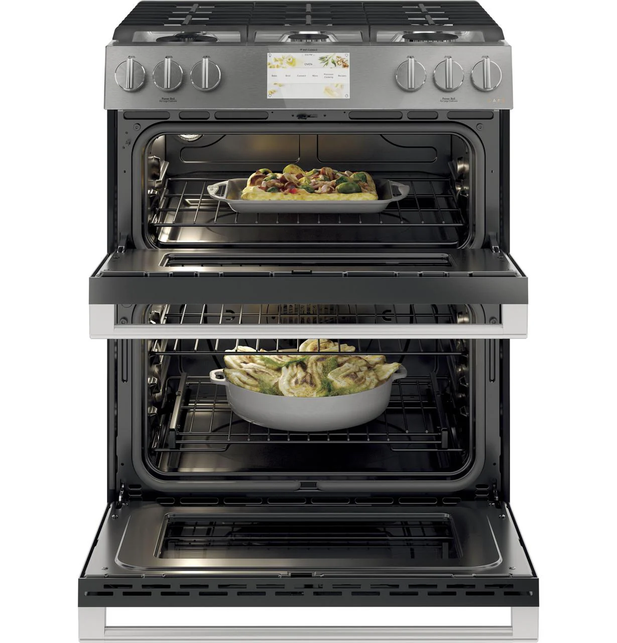 Caf(eback)™ 30" Smart Slide-In, Front-Control, Dual-Fuel, Double-Oven Range with Convection in Platinum Glass - Image 13