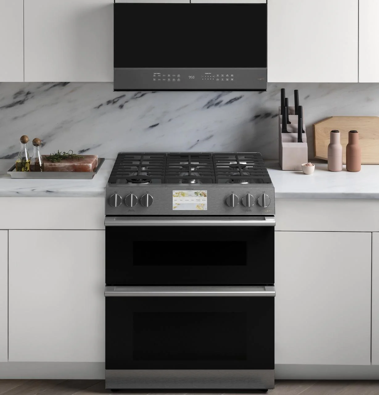 Caf(eback)™ 30" Smart Slide-In, Front-Control, Dual-Fuel, Double-Oven Range with Convection in Platinum Glass - Image 15