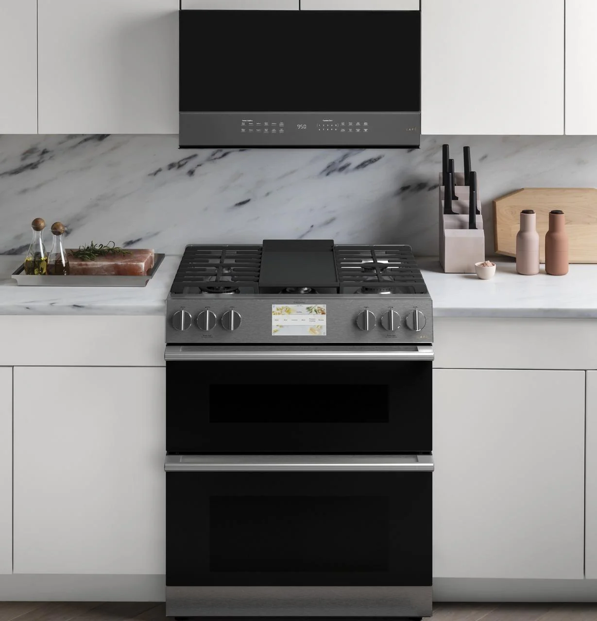 Caf(eback)™ 30" Smart Slide-In, Front-Control, Dual-Fuel, Double-Oven Range with Convection in Platinum Glass - Image 24