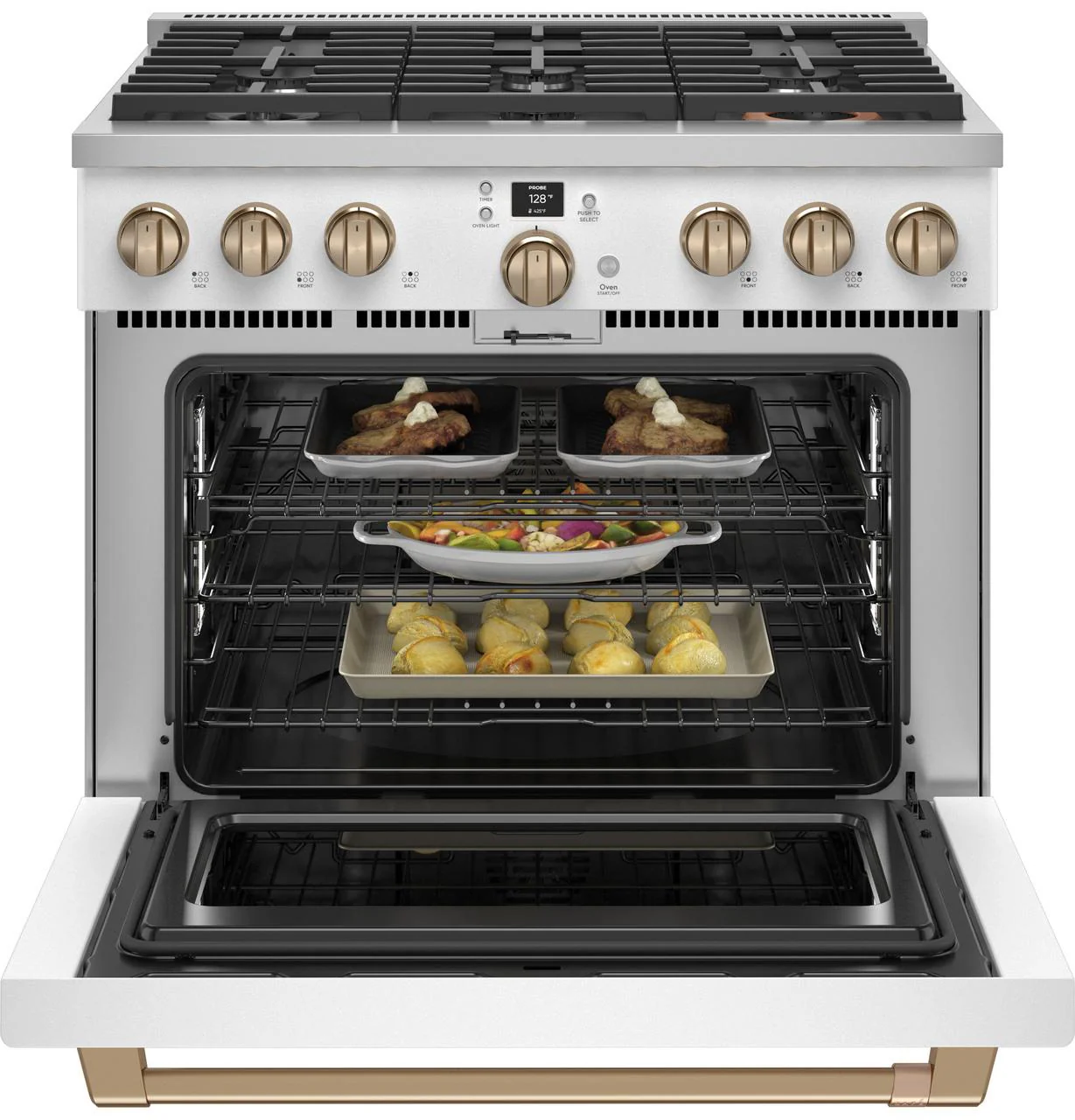 Cafe C2Y366P4TW2 CAF(EBACK)™ 36" Smart Dual-Fuel Commercial-Style Range with 6 Burners (Natural Gas) - Image 4