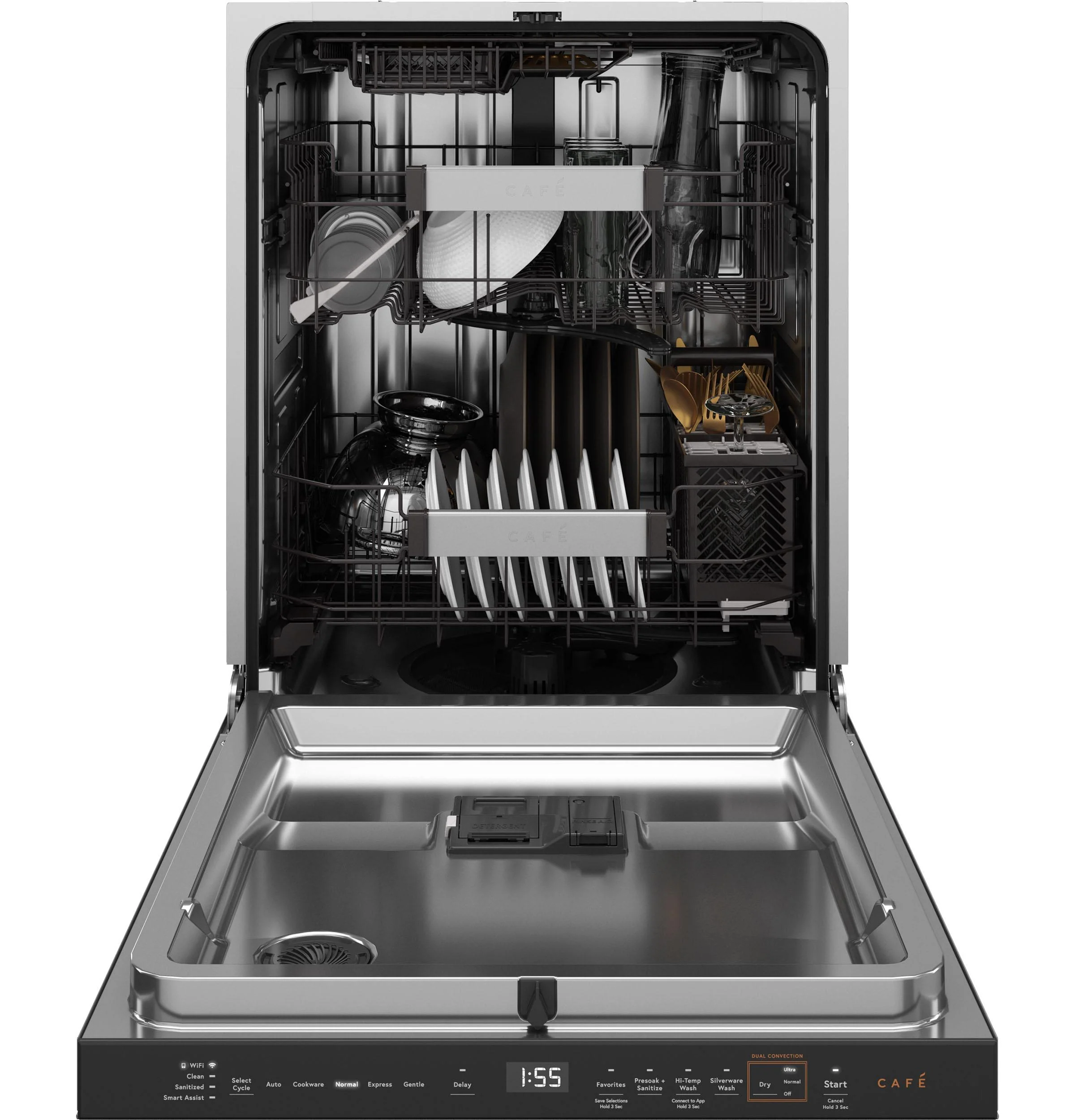 Cafe CDP888M5VS5 CAF(EBACK)™ CustomFit ENERGY STAR Stainless Interior Smart Dishwasher with Ultra Wash Top Rack and LED Lights, 39 dBA in Platinum Glass - Image 2