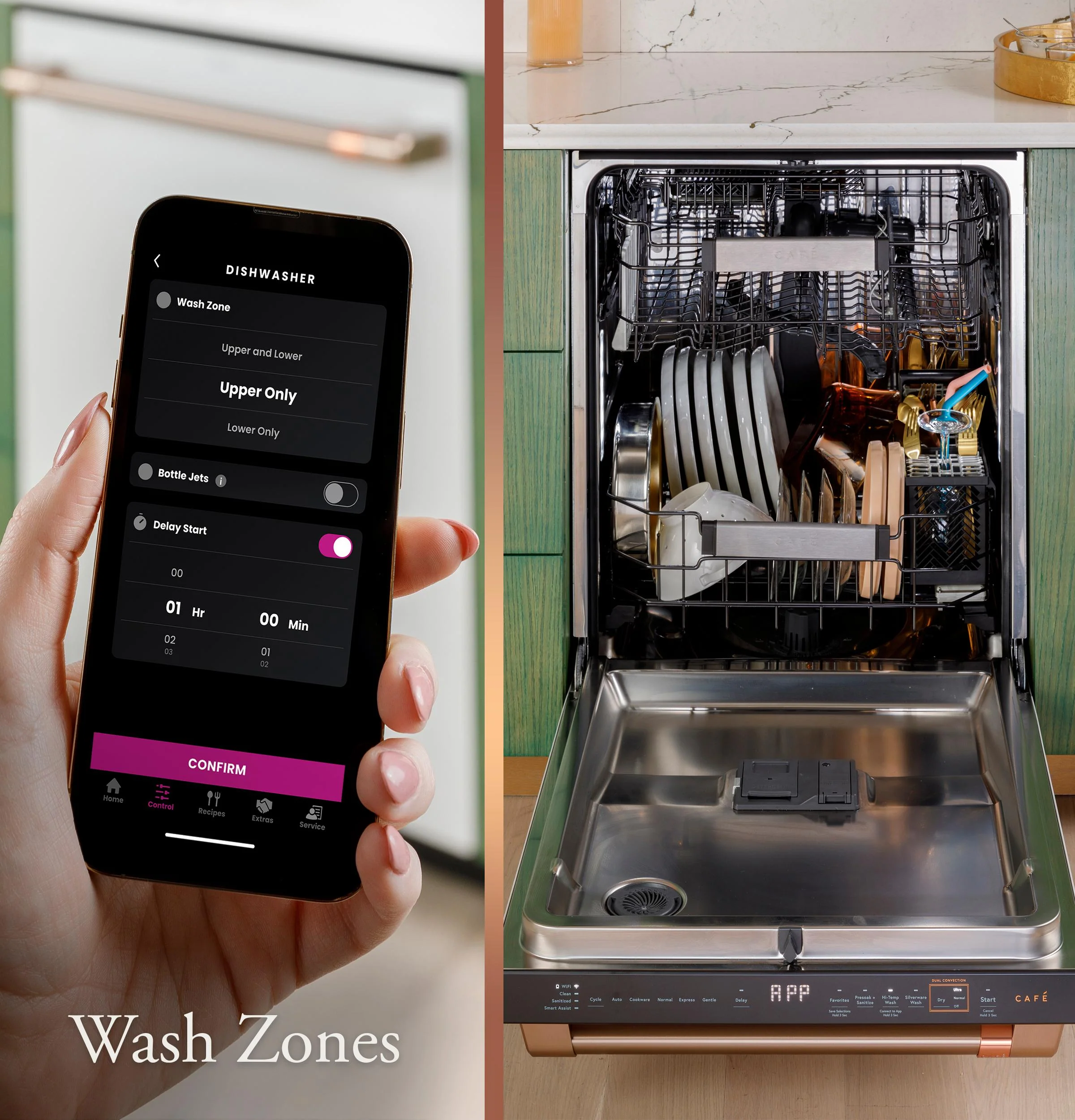 Cafe CDT888P2VS1 CAF(EBACK)™ CustomFit ENERGY STAR Stainless Interior Smart Dishwasher with Ultra Wash Top Rack and Dual Convection Ultra Dry, LED Lights, 39 dBA - Image 10
