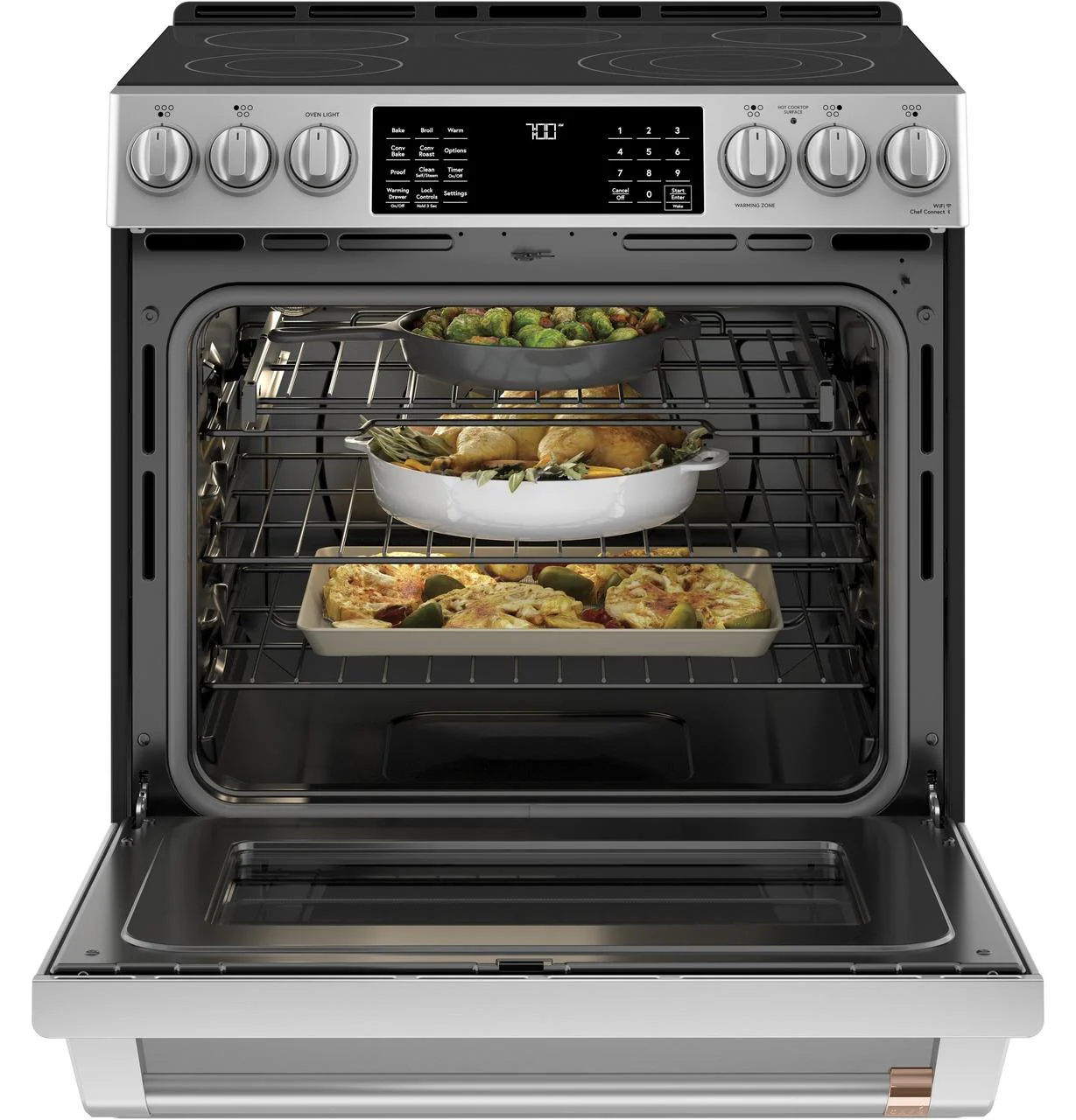 Cafe CES700P2MS1 CAF(EBACK)™ 30" Smart Slide-In, Front-Control, Radiant and Convection Range - Image 3
