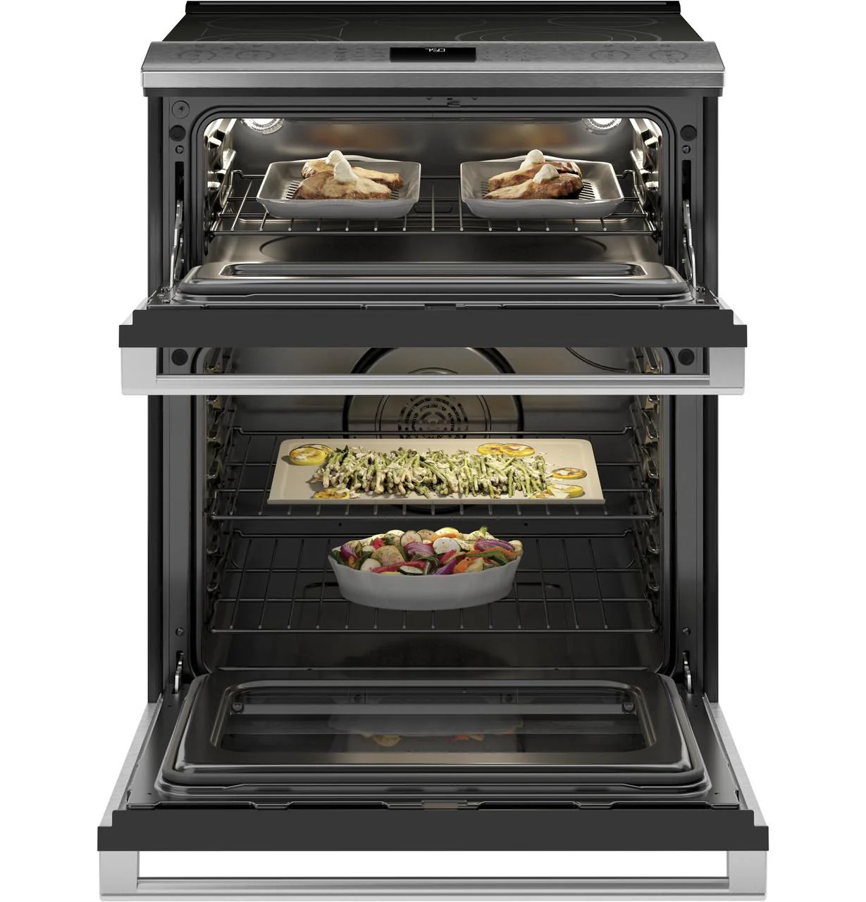 Caf(eback)™ 30" Smart Slide-In, Front-Control, Radiant and Convection Double-Oven Range in Platinum Glass - Image 5