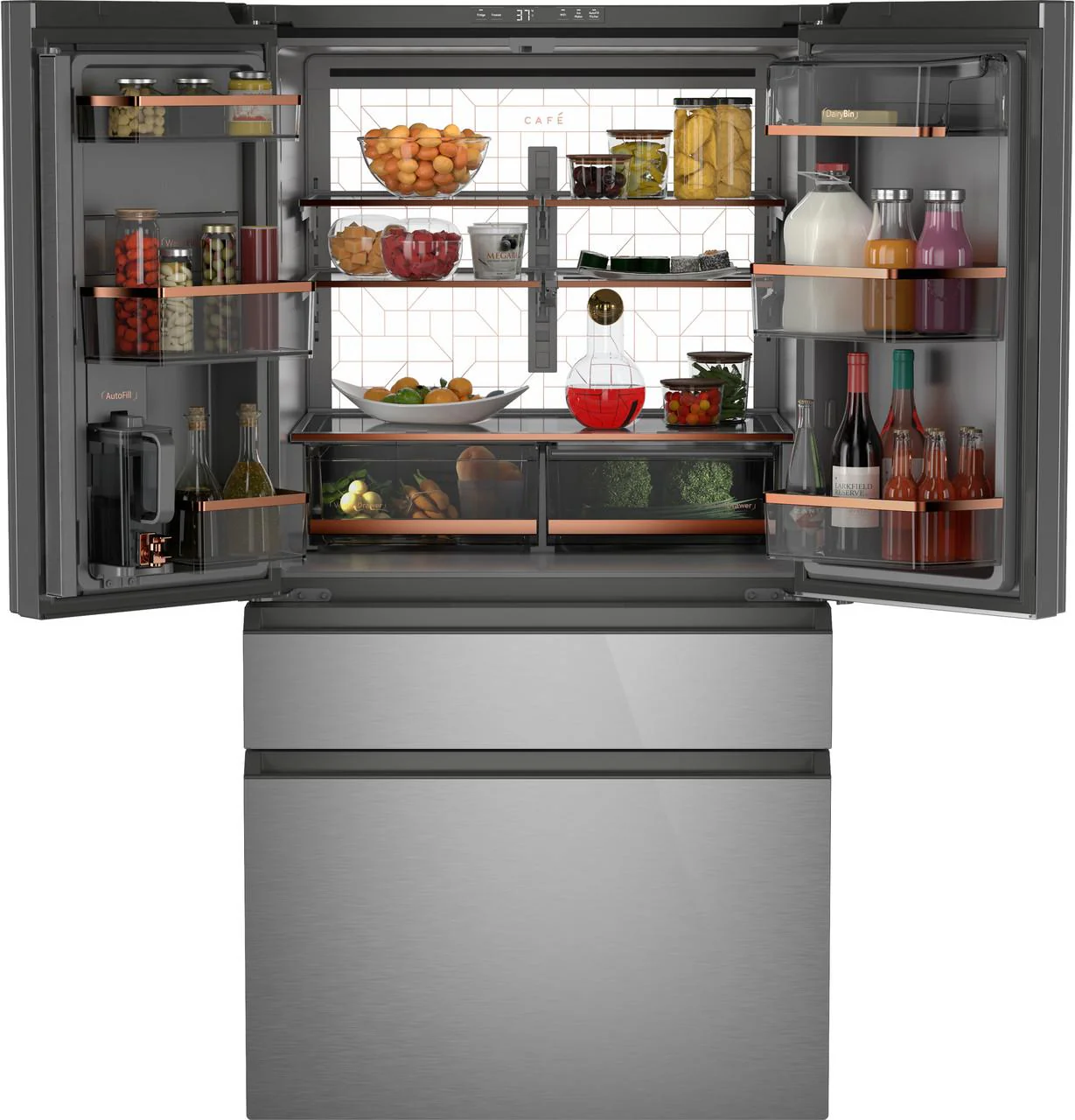 Cafe CGE29DM5TS5 CAF(EBACK)™ ENERGY STAR® 28.7 Cu. Ft. Smart 4-Door French-Door Refrigerator in Platinum Glass With Dual-Dispense AutoFill Pitcher - Image 3