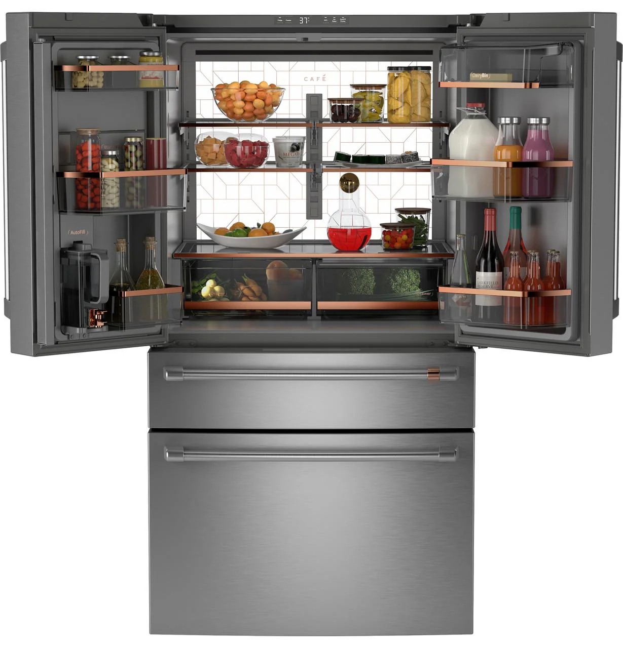 Cafe CGE29DP2TS1 CAF(EBACK)™ ENERGY STAR® 28.7 Cu. Ft. Smart 4-Door French-Door Refrigerator With Dual-Dispense AutoFill Pitcher - Image 3
