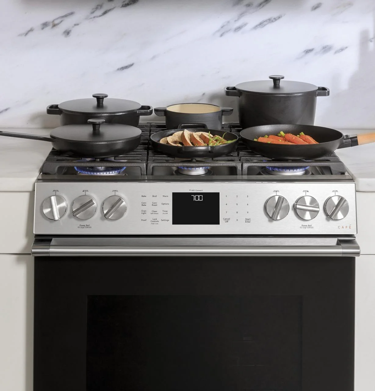 Cafe CGS700M2NS5 CAF(EBACK)™ 30" Smart Slide-In, Front-Control, Gas Range with Convection Oven in Platinum Glass - Image 18