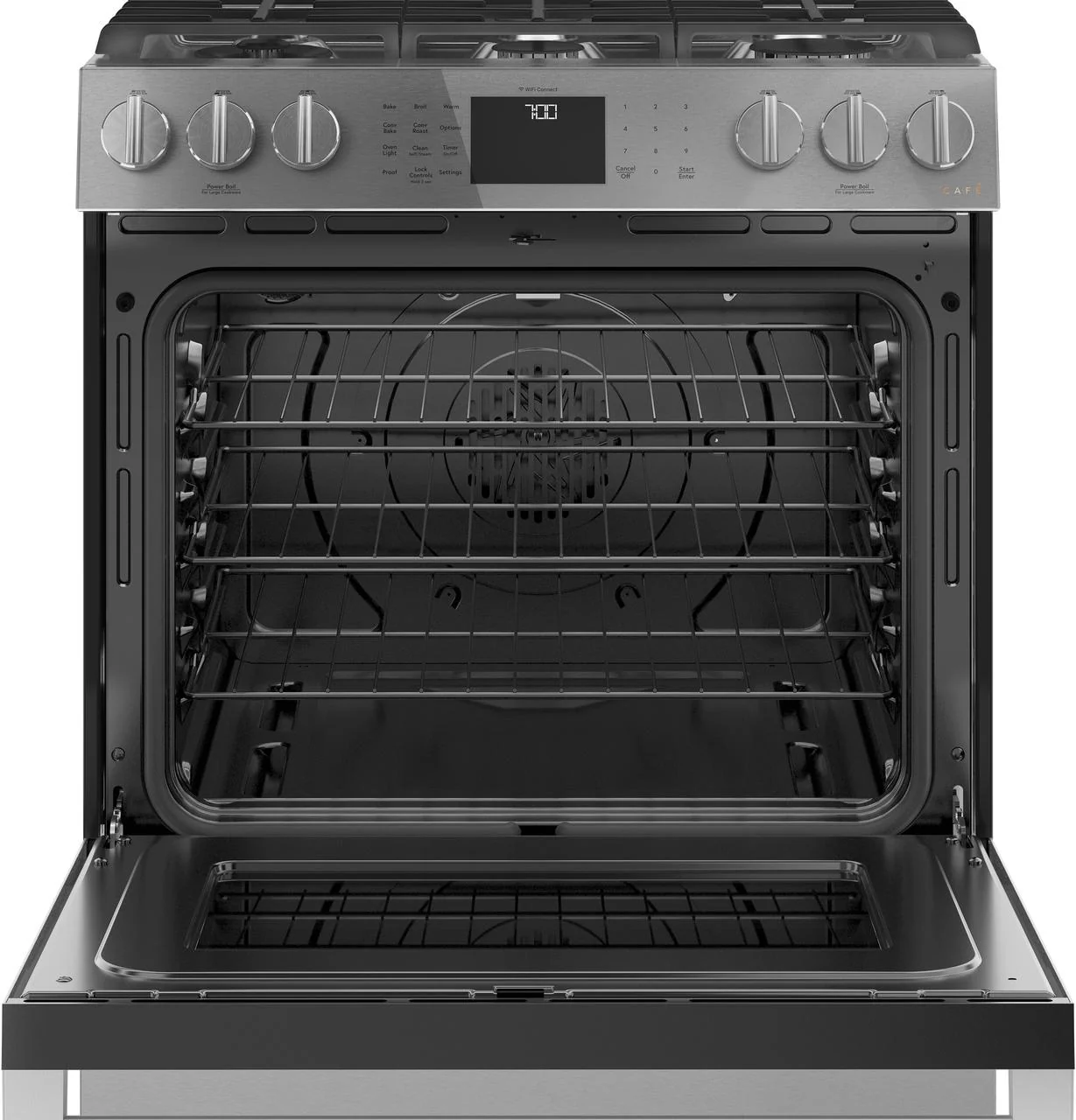 Cafe CGS700M2NS5 CAF(EBACK)™ 30" Smart Slide-In, Front-Control, Gas Range with Convection Oven in Platinum Glass - Image 4