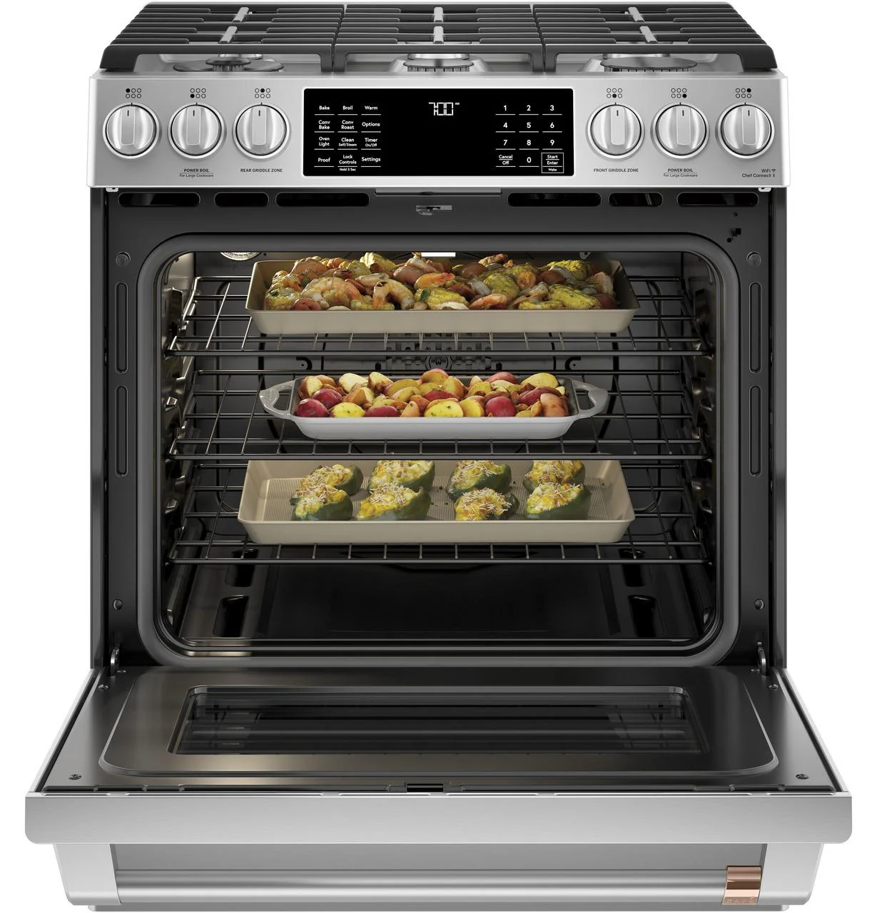 Cafe CGS700P2MS1 CAF(EBACK)™ 30" Smart Slide-In, Front-Control, Gas Range with Convection Oven - Image 5