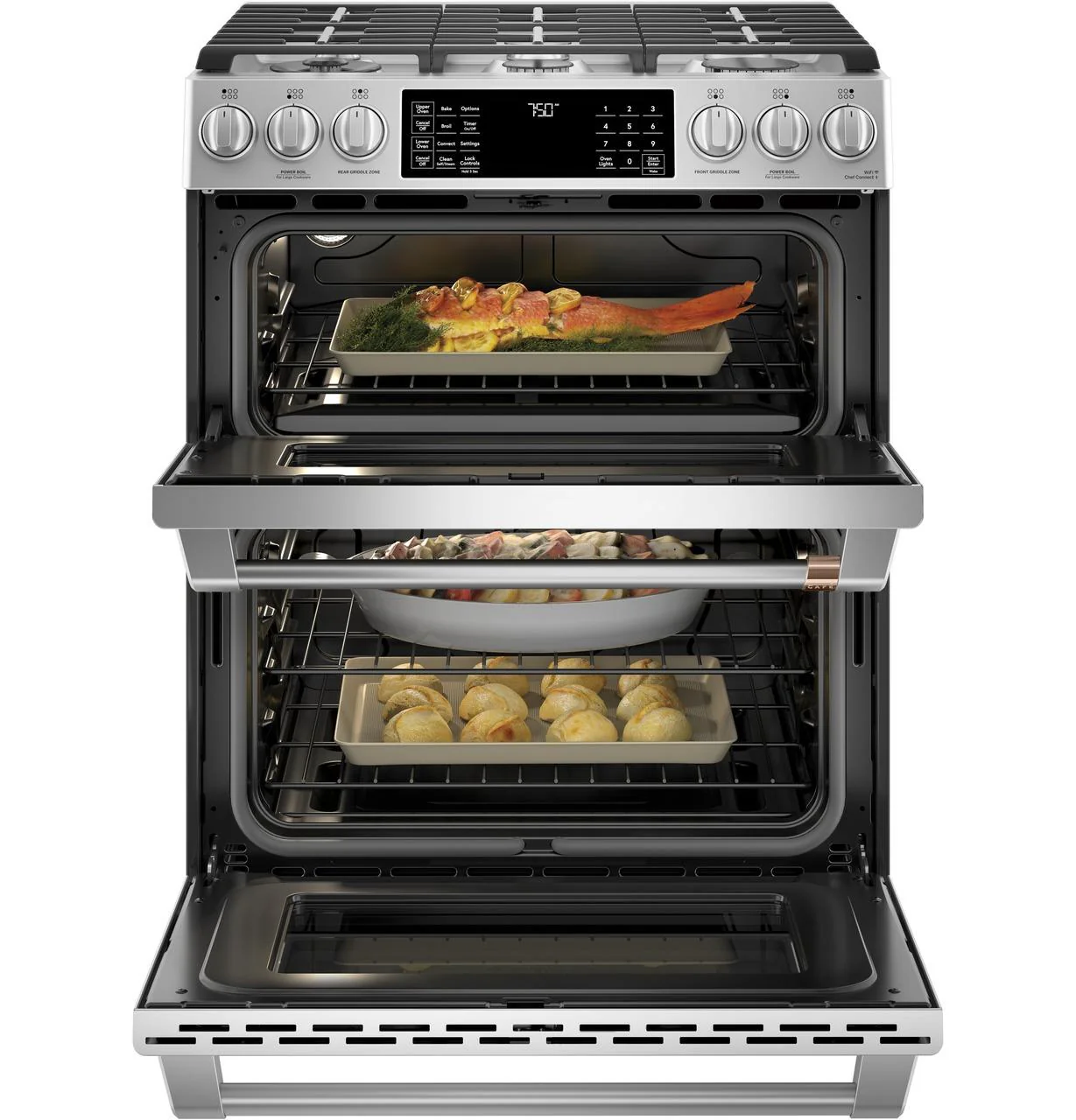 Cafe CGS750P2MS1 CAF(EBACK)™ 30" Smart Slide-In, Front-Control, Gas Double-Oven Range with Convection - Image 5