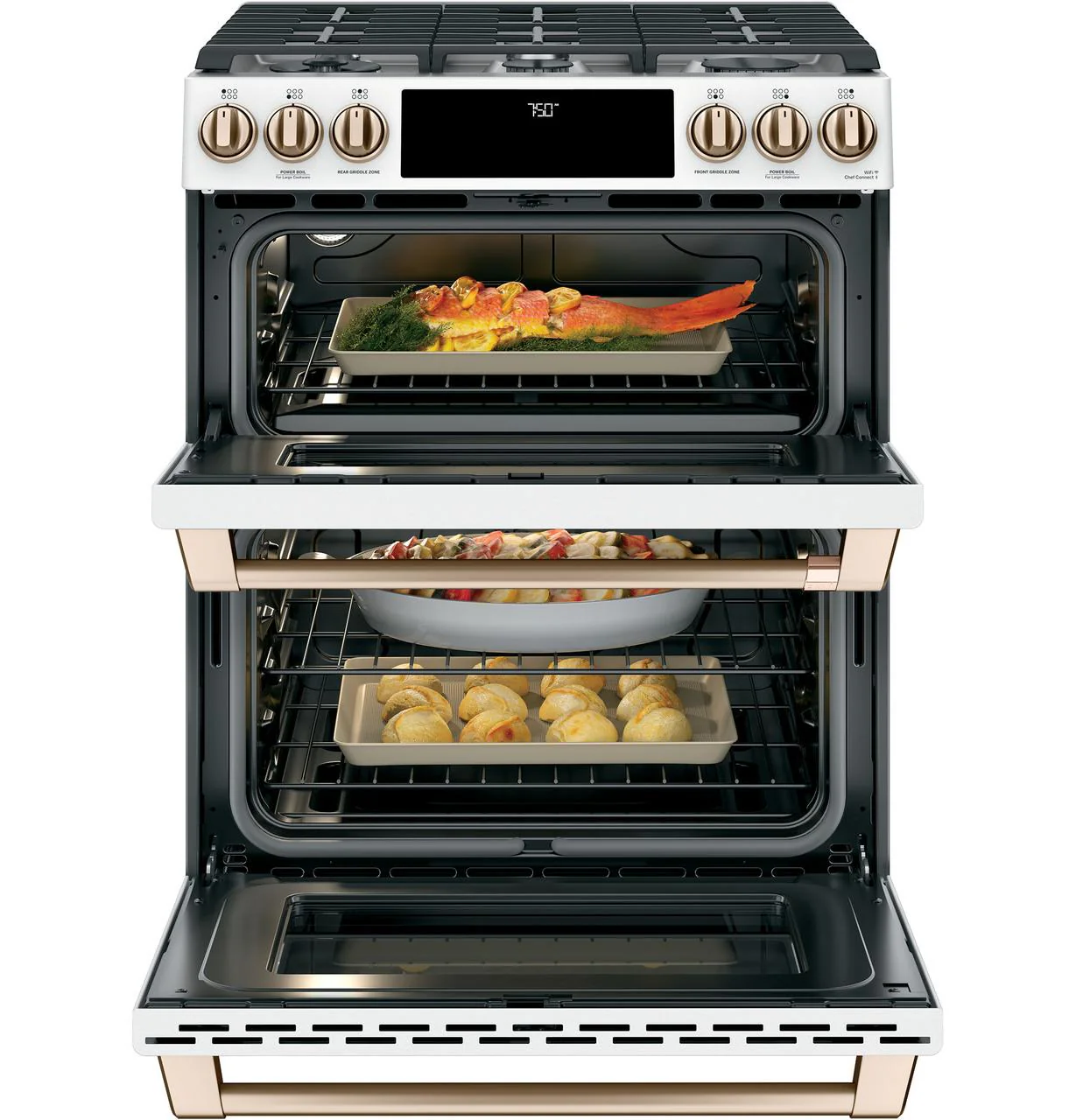 Cafe CGS750P4MW2 CAF(EBACK)™ 30" Smart Slide-In, Front-Control, Gas Double-Oven Range with Convection - Image 8