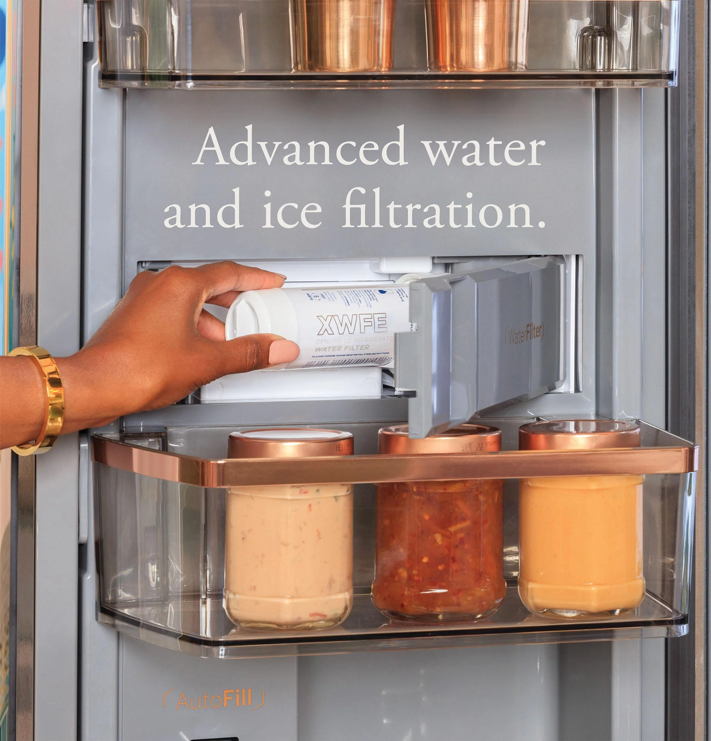 Cafe CHE23DM5WS5 CAF(EBACK)™ ENERGY STAR® 22.9 Cu. Ft. Smart Counter-Depth Quad-Door Refrigerator in Platinum Glass with Dual-Dispense AutoFill Pitcher - Image 13