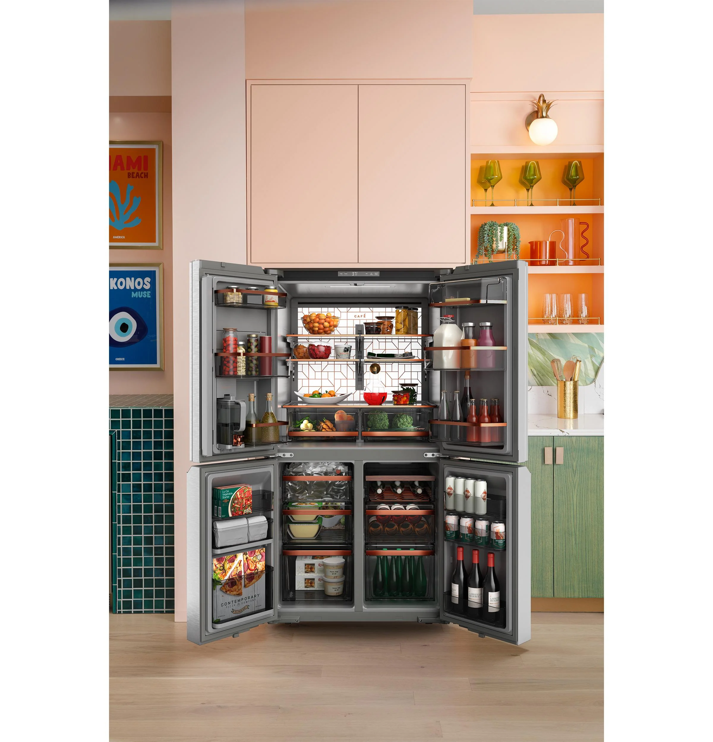 Cafe CHE23DM5WS5 CAF(EBACK)™ ENERGY STAR® 22.9 Cu. Ft. Smart Counter-Depth Quad-Door Refrigerator in Platinum Glass with Dual-Dispense AutoFill Pitcher - Image 21