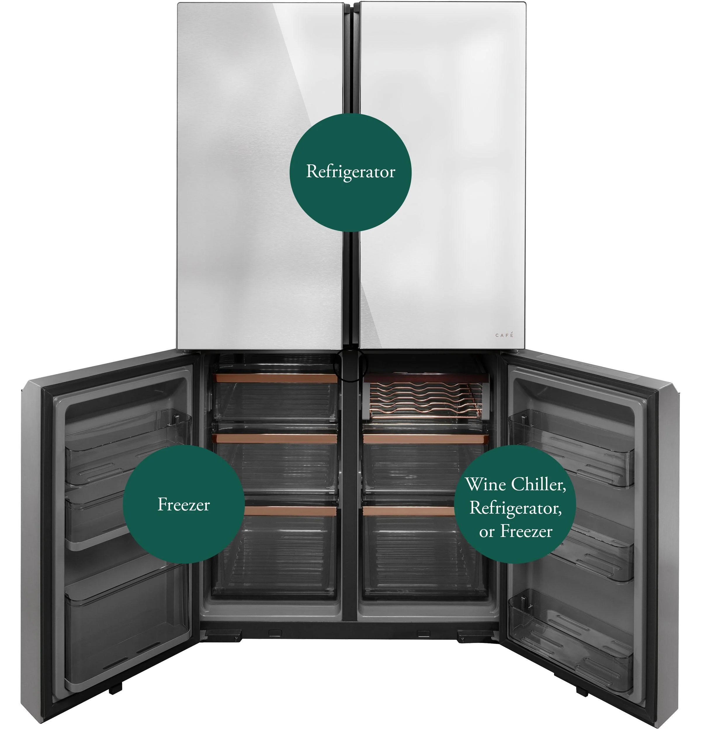 Cafe CHE23DM5WS5 CAF(EBACK)™ ENERGY STAR® 22.9 Cu. Ft. Smart Counter-Depth Quad-Door Refrigerator in Platinum Glass with Dual-Dispense AutoFill Pitcher - Image 4