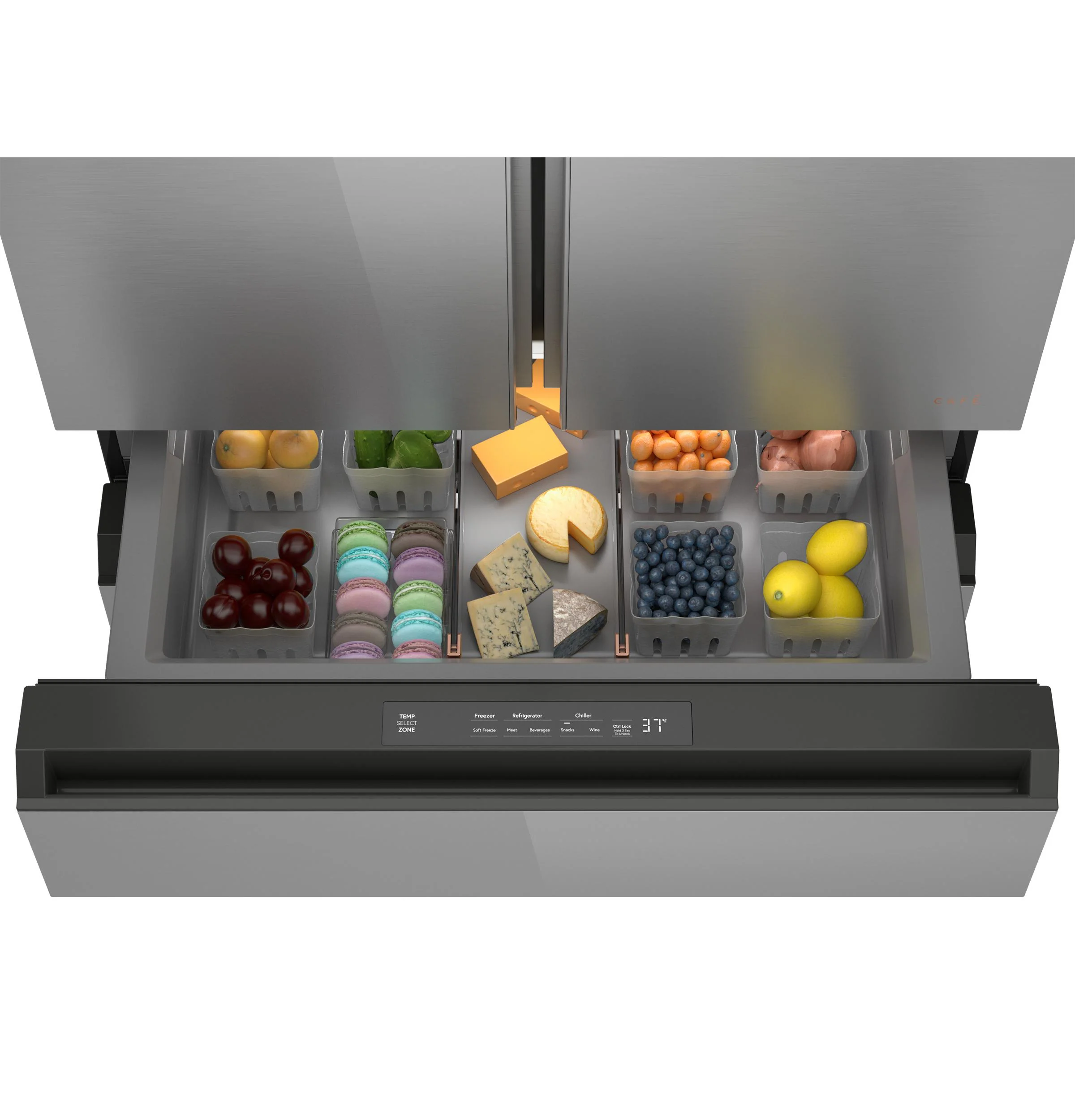 Cafe CJE23DM5WS5 CAF(EBACK)™ ENERGY STAR® 23.2 Cu. Ft. Smart Counter-Depth 4-Door French-Door Refrigerator in Platinum Glass With Dual-Dispense AutoFill Pitcher - Image 9