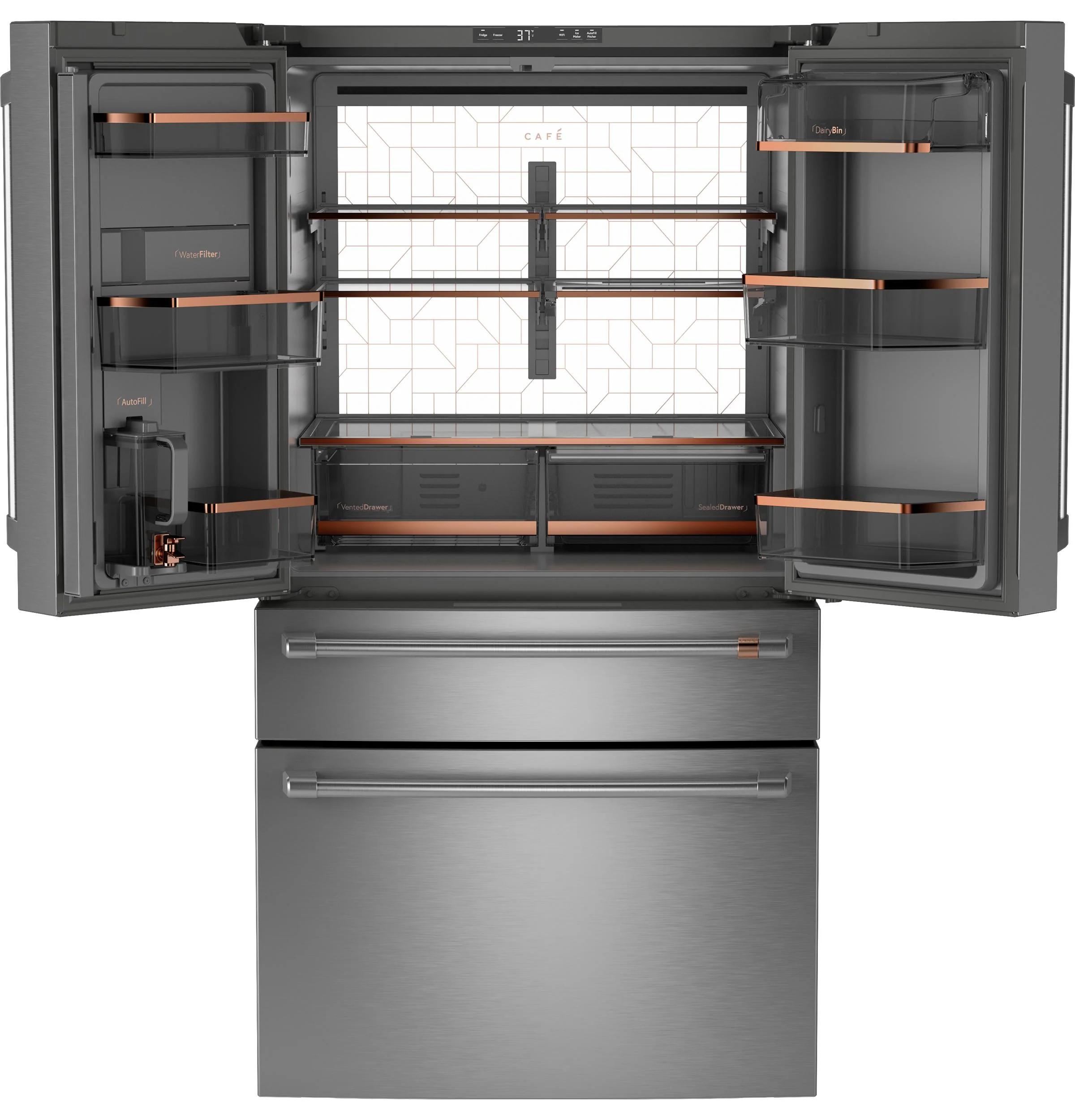 Cafe CJE23DP2WS1 CAF(EBACK)™ ENERGY STAR® 23.2 Cu. Ft. Smart Counter-Depth 4-Door French-Door Refrigerator With Dual-Dispense AutoFill Pitcher - Image 2