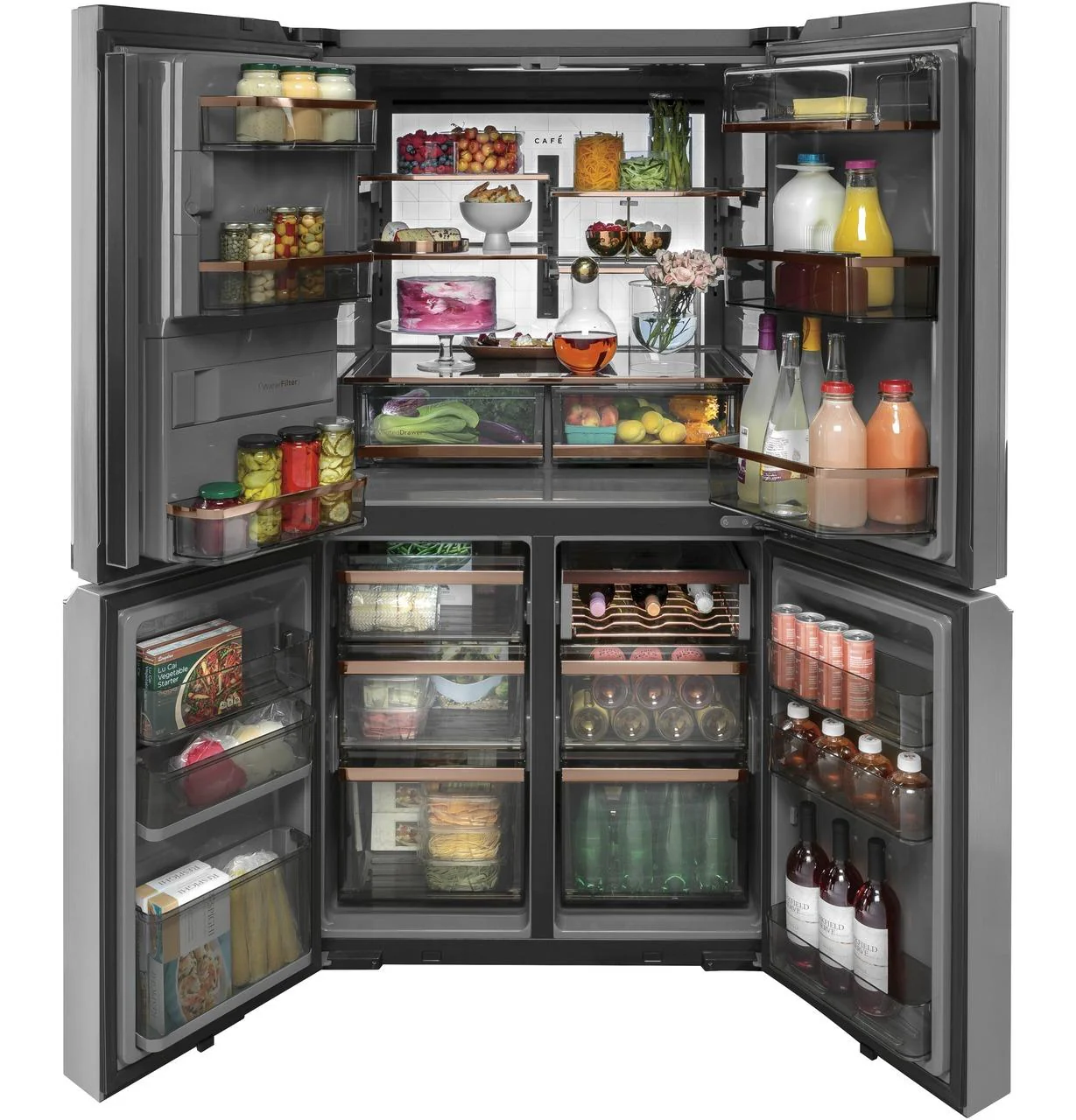 Caf(eback)™ ENERGY STAR® 27.4 Cu. Ft. Smart Quad-Door Refrigerator in Platinum Glass - Image 4