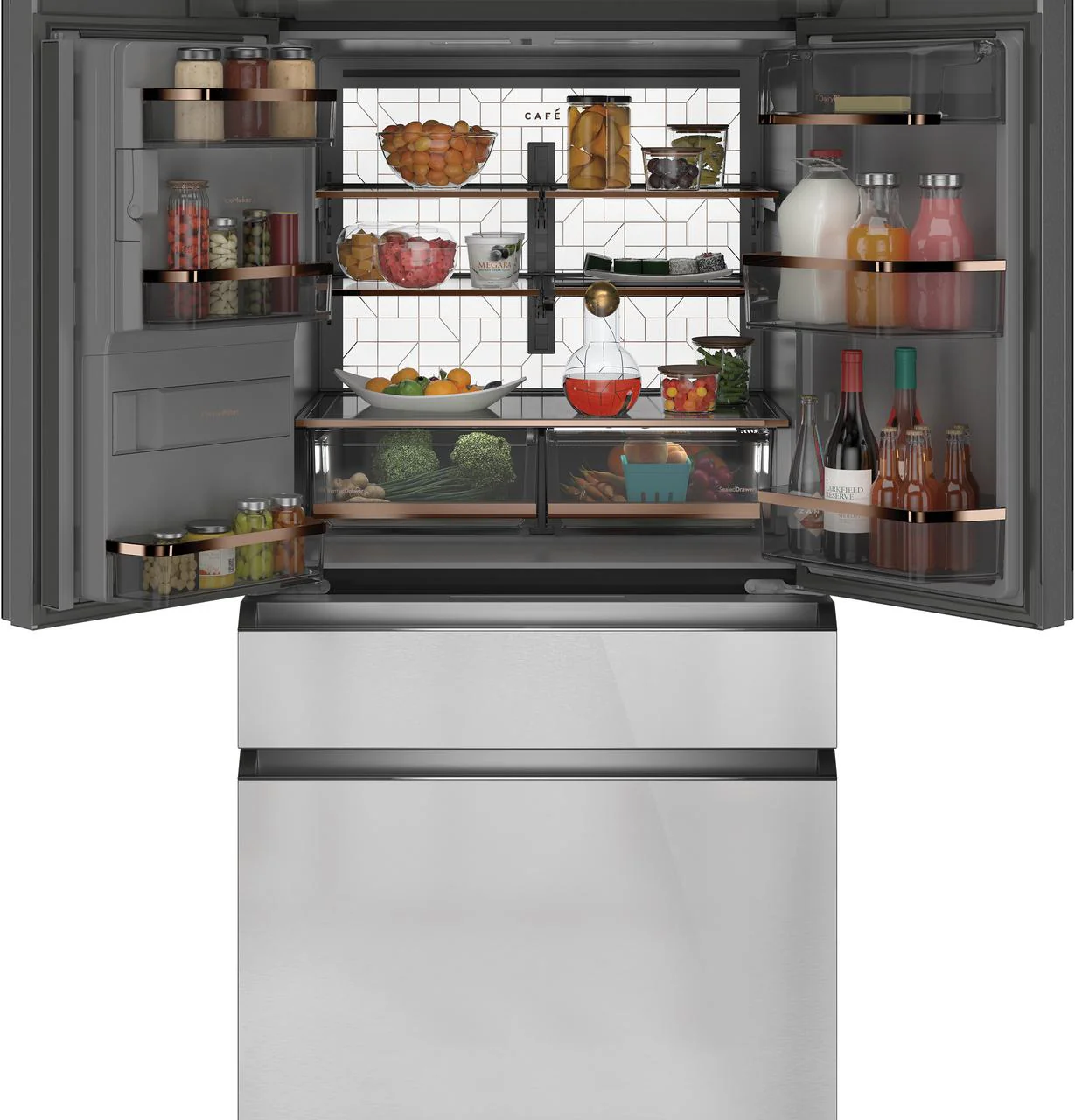Cafe CVE28DM5NS5 CAF(EBACK)™ ENERGY STAR® 27.8 Cu. Ft. Smart 4-Door French-Door Refrigerator in Platinum Glass - Image 2