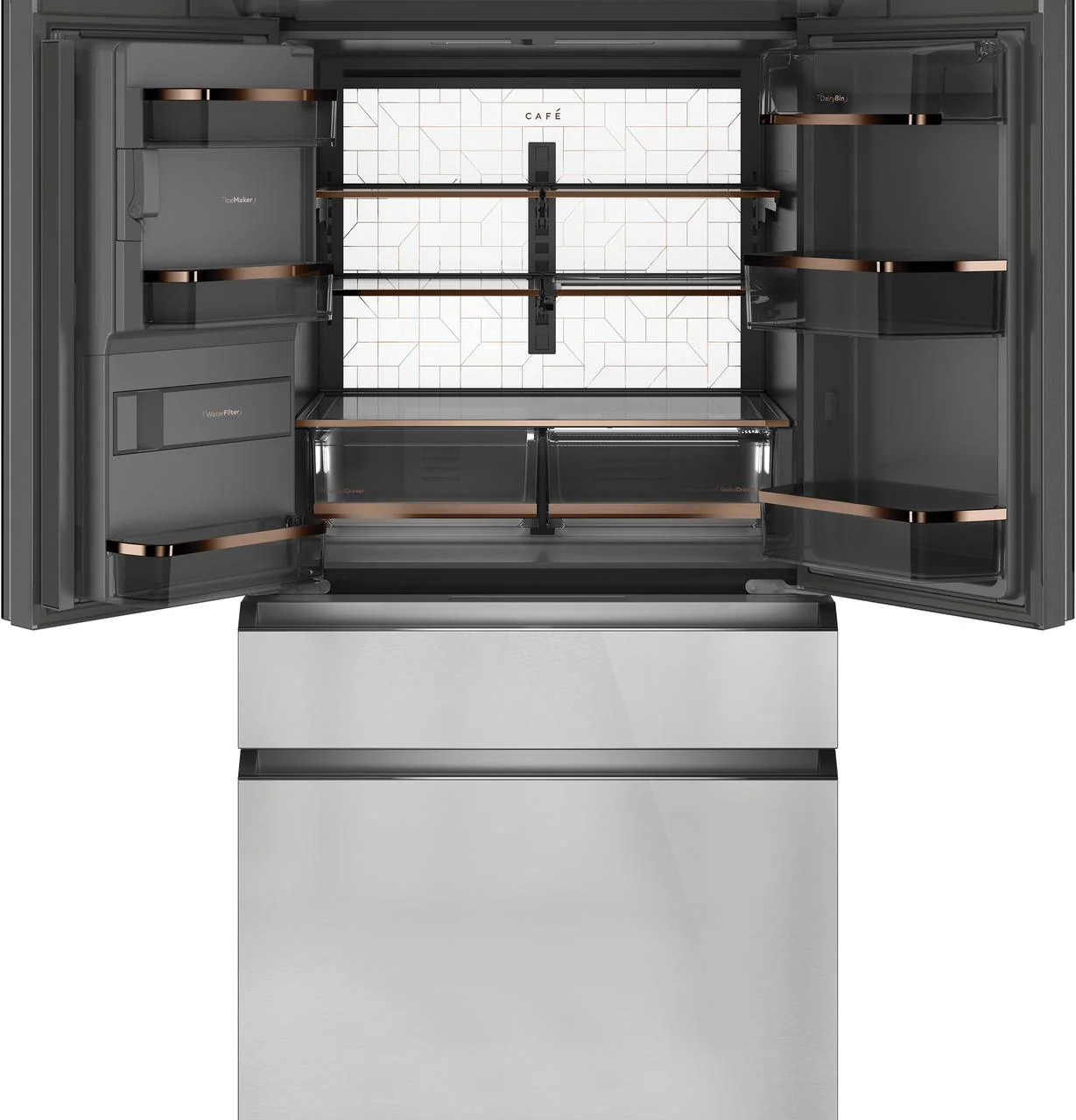 Cafe CVE28DM5NS5 CAF(EBACK)™ ENERGY STAR® 27.8 Cu. Ft. Smart 4-Door French-Door Refrigerator in Platinum Glass - Image 3